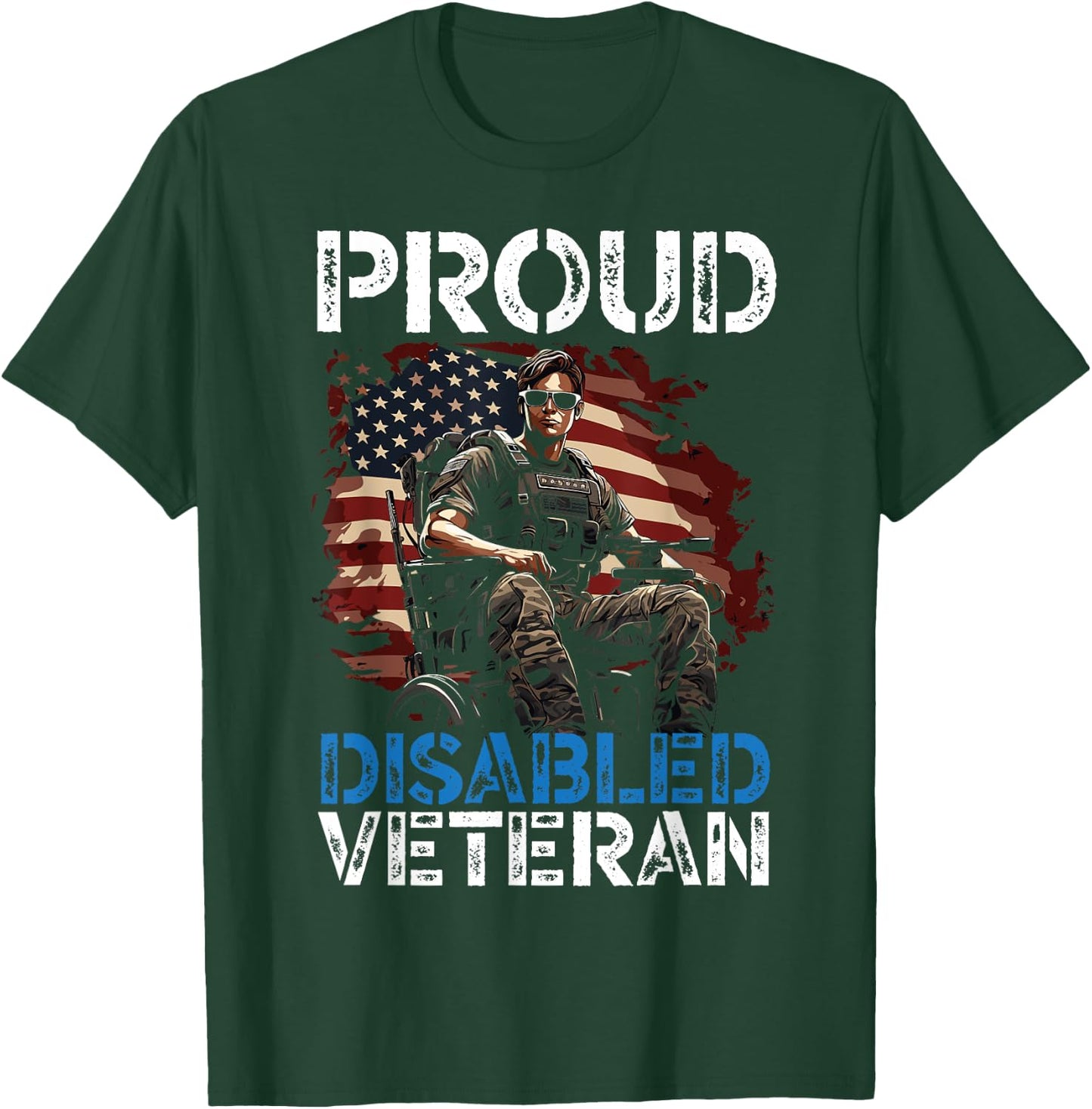 Disabled Veteran Armed Forces Military Soldier Army USA T-Shirt - T-Shirt | Forest