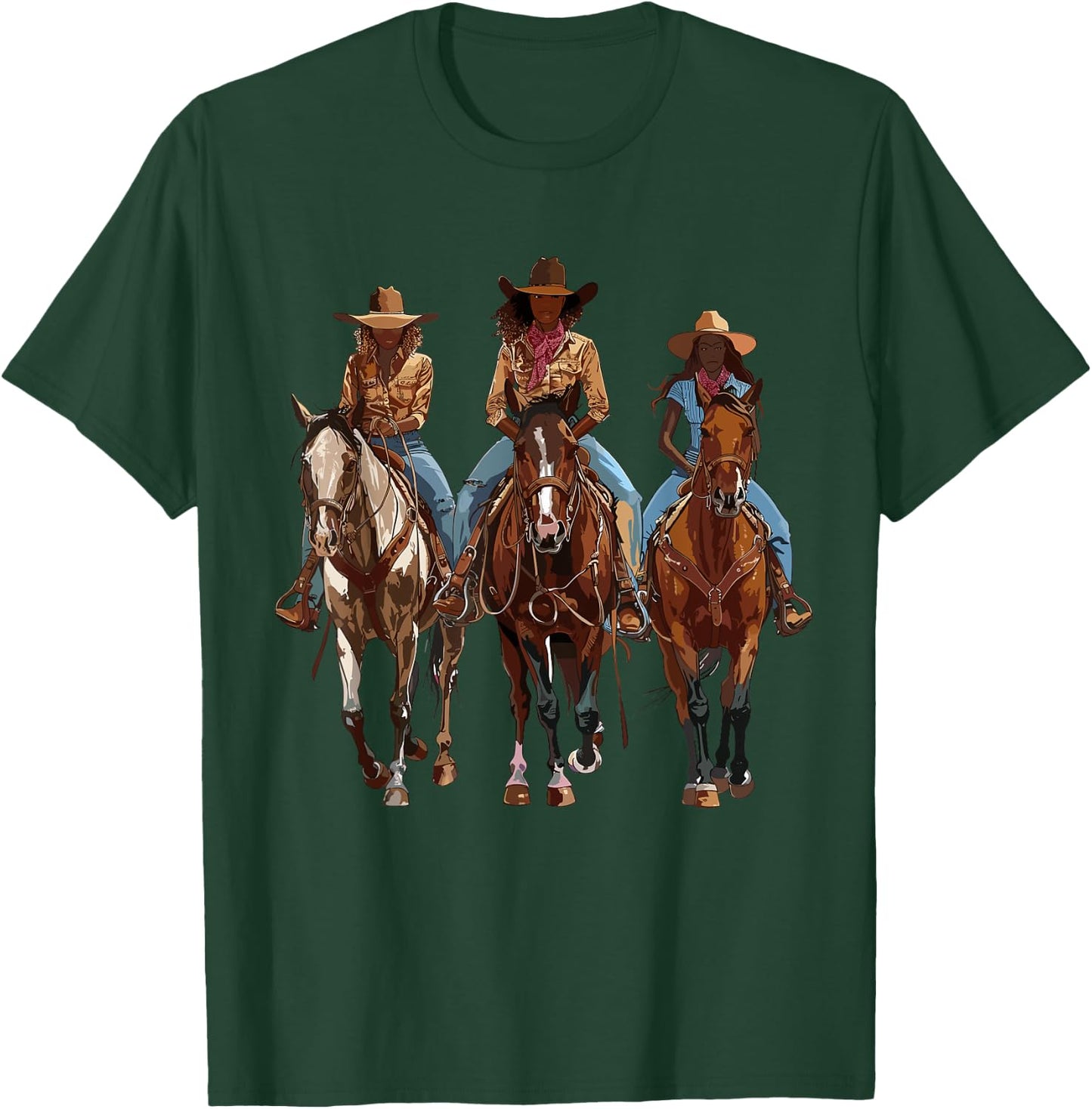 Black African American Cowgirl Western Country Texas Rodeo T-Shirt - T-Shirt | Forest