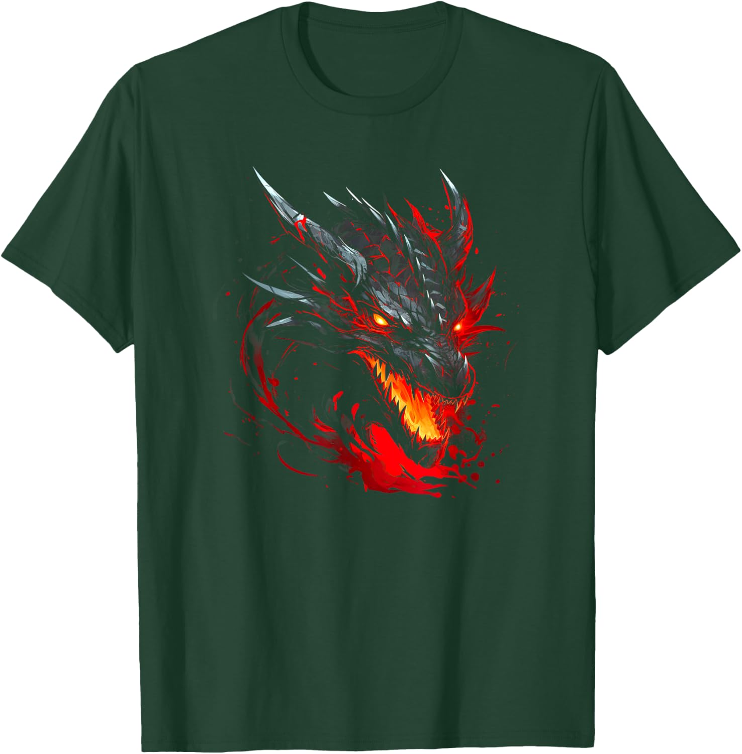 Red Chinese Firedrake Dragon - Dragon Print Art T-Shirt - T-Shirt | Forest
