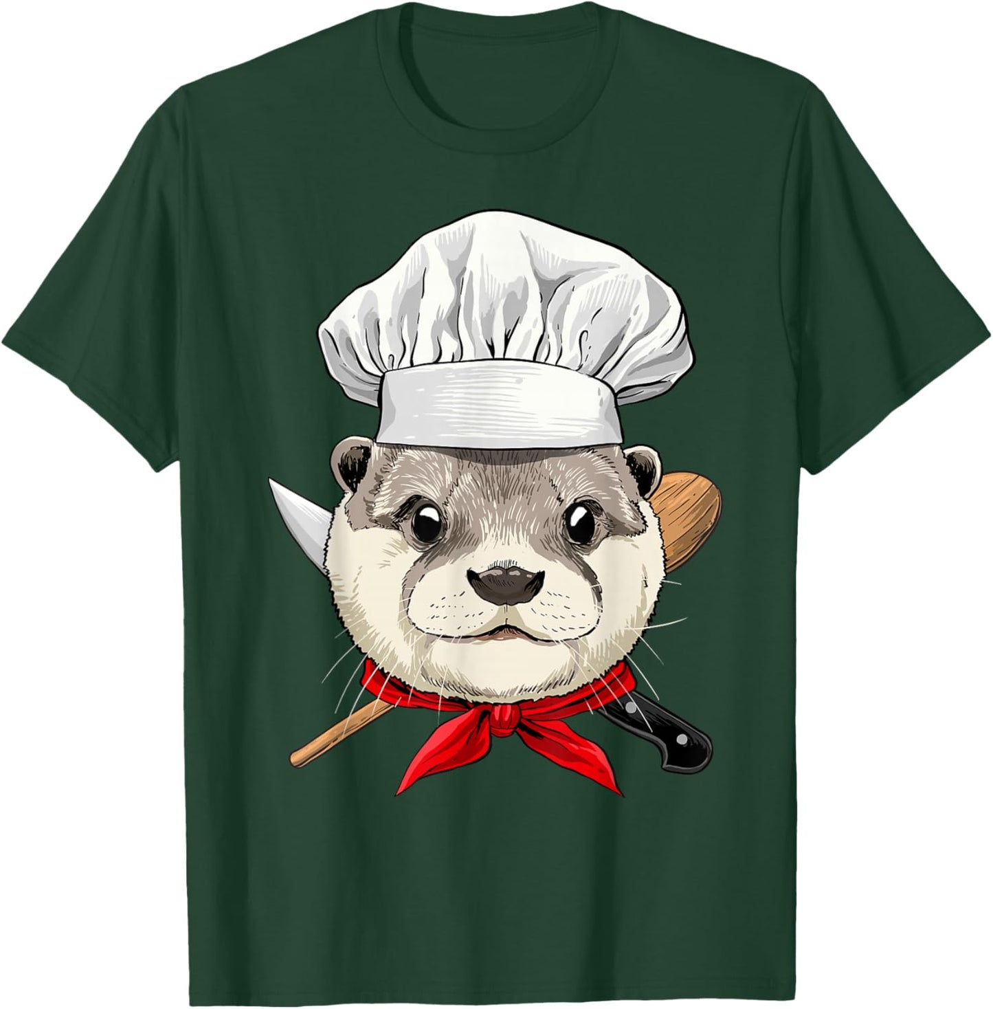 Otter Chef Wildlife Otter Aquatic Animal, Cooking Lover T-Shirt - T-Shirt | Forest