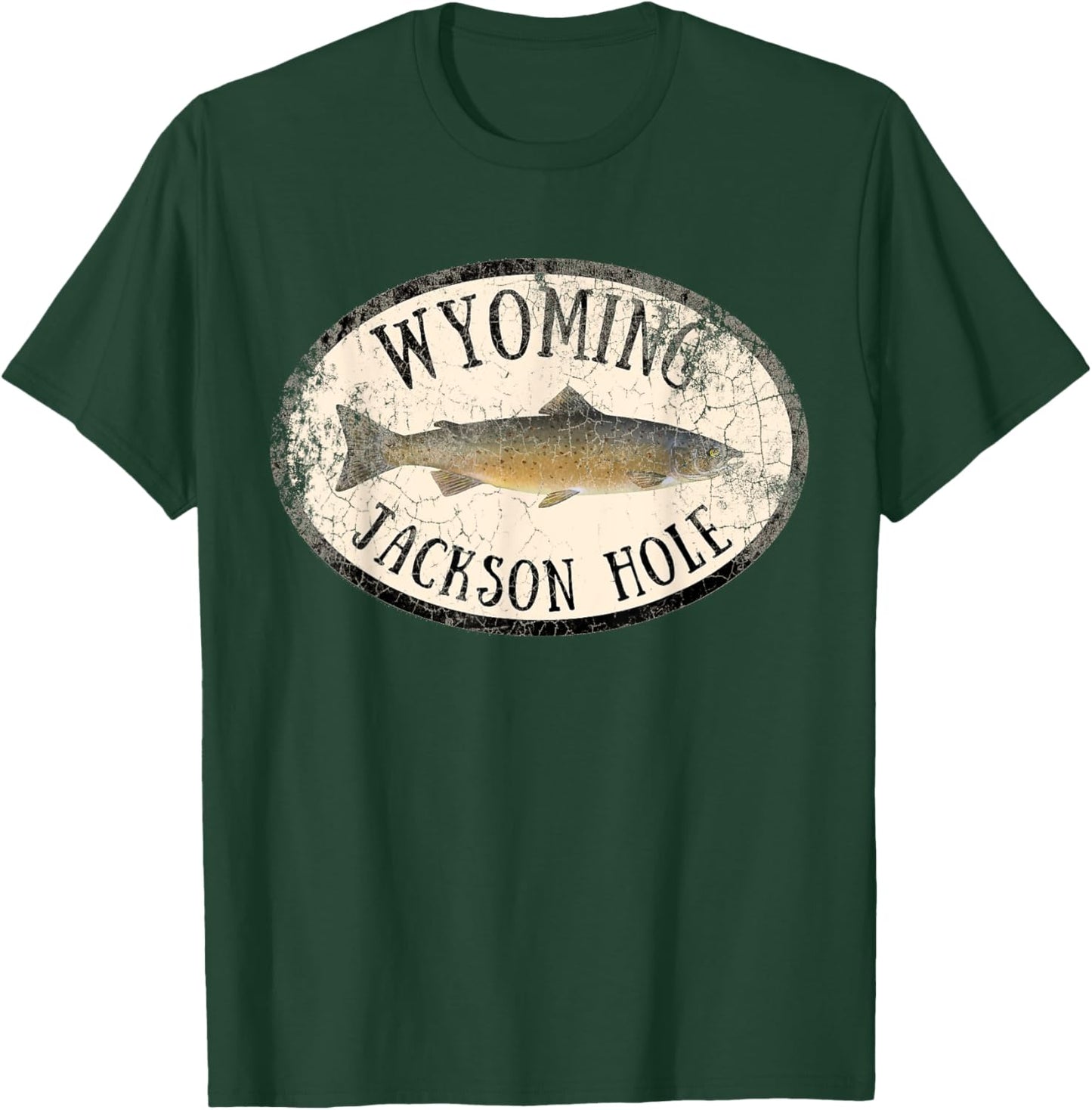 Wyoming Jackson Hole Trout Fish Fly Fishing Vintage T-Shirt - T-Shirt | Forest