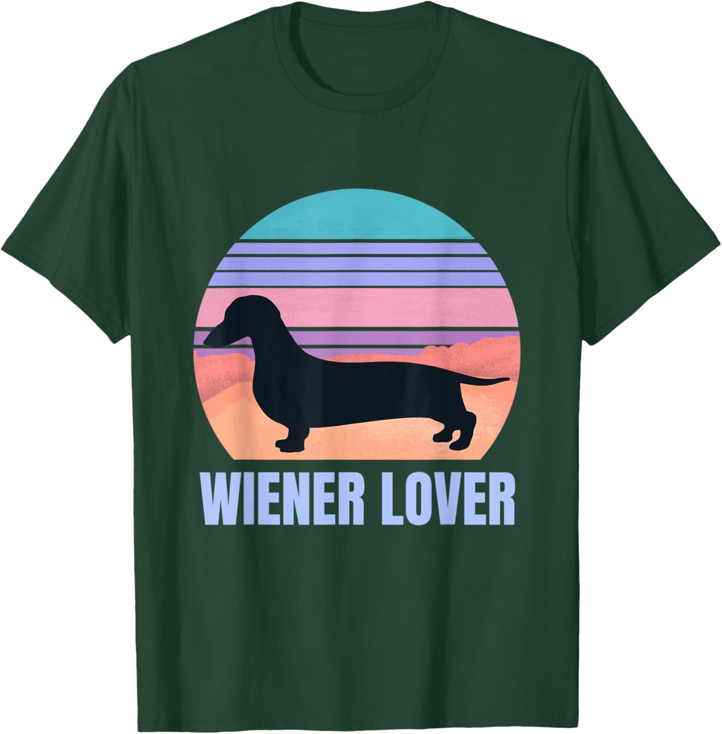 Retro Wiener Lover Gift Dachshund Owner Sunset Silhouette T-Shirt - T-Shirt | Forest