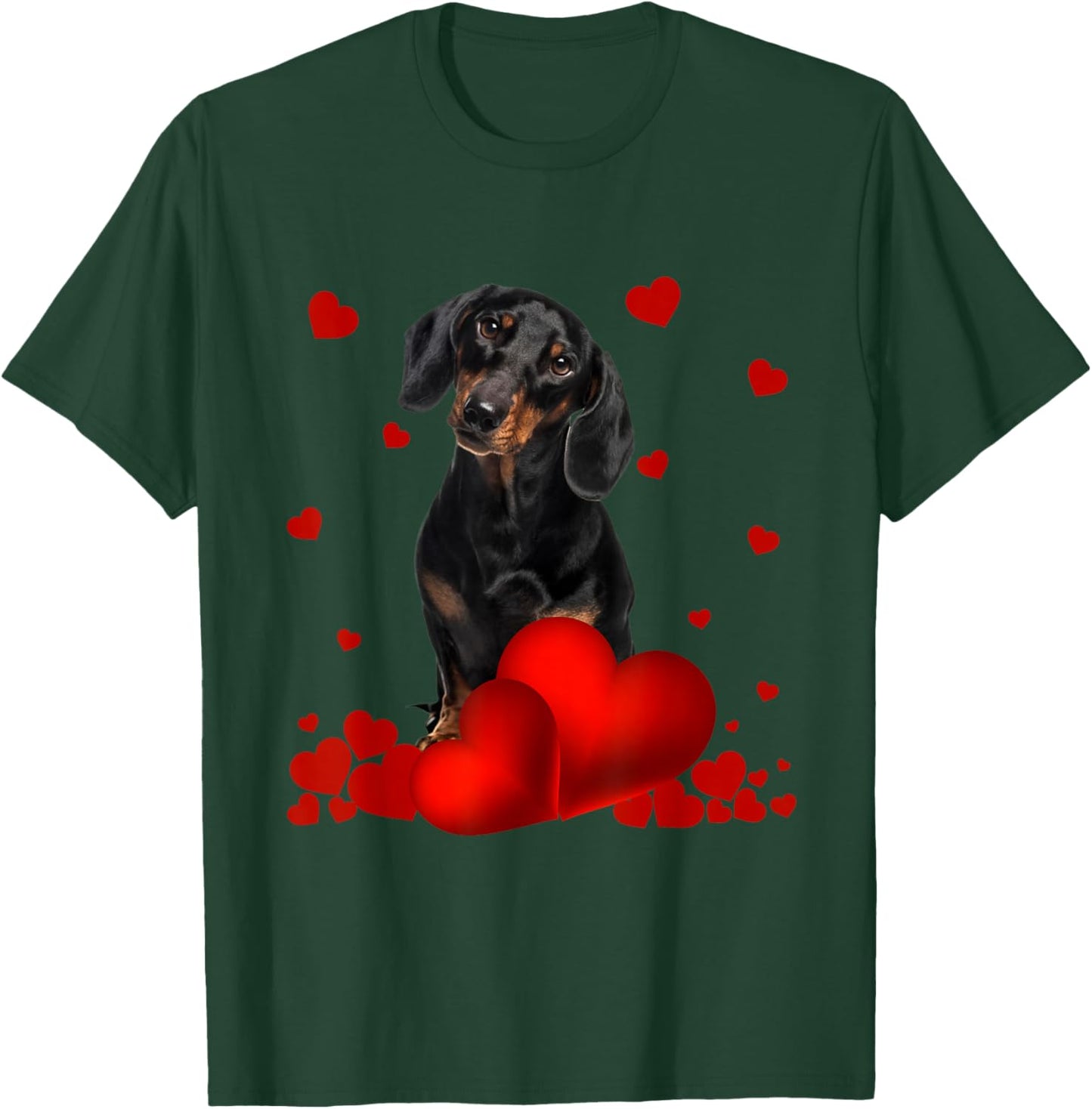 Valentines Day Love Hearts Dachshund Dog Puppy Lover Women Girls Kids T-Shirt - T-Shirt | Forest