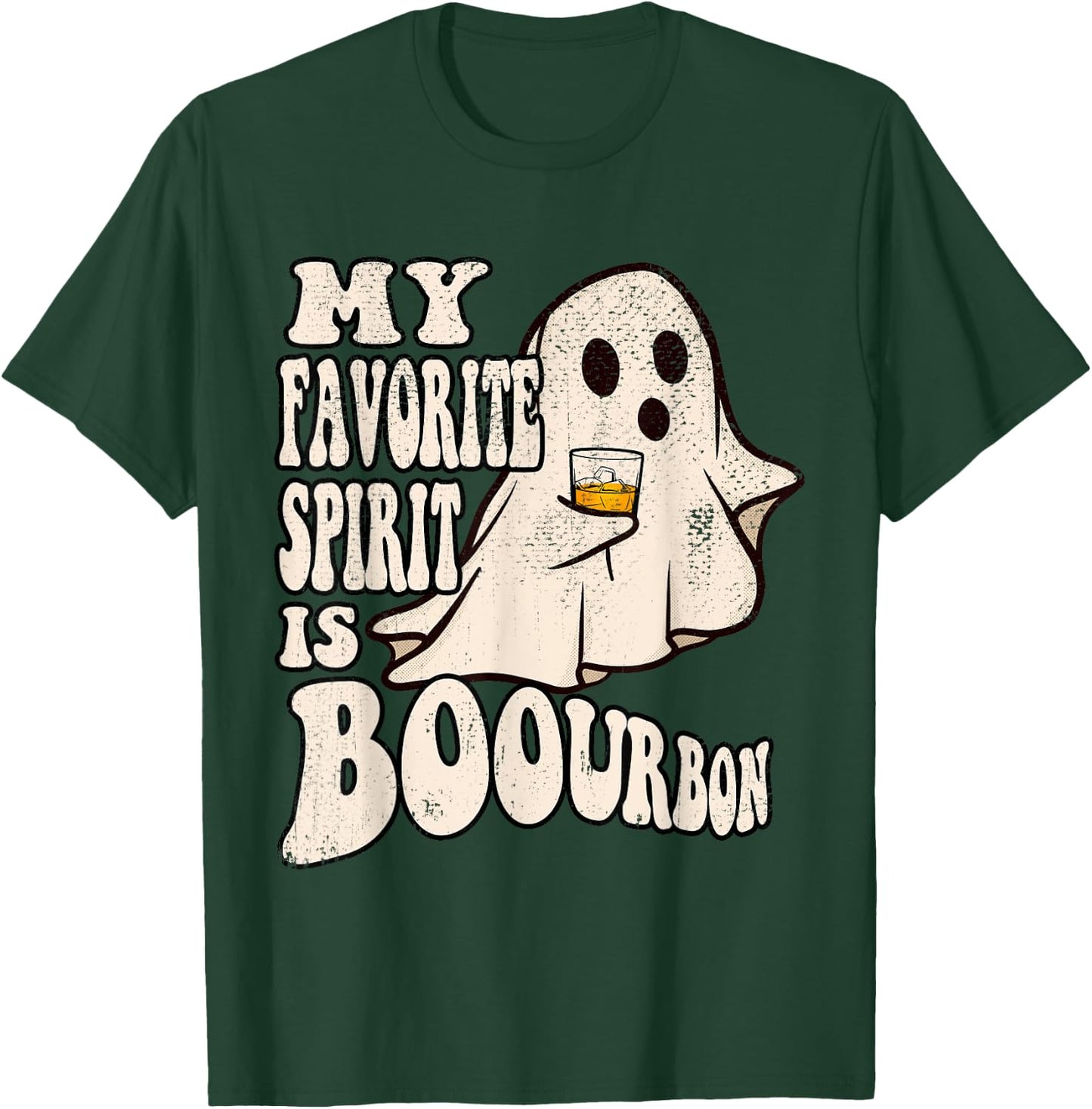 My Favorite Spirit is Boourbon Funny Ghost Halloween Costume T-Shirt - T-Shirt | Forest