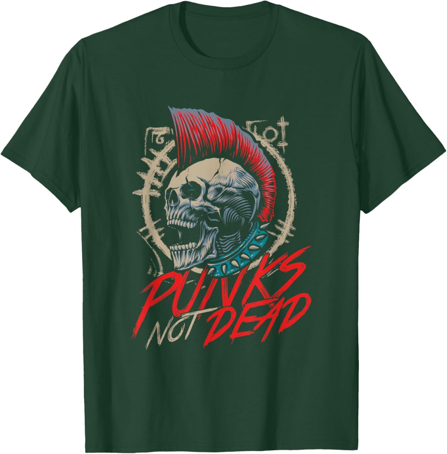 Punks Not Dead | Rocker Punker | Punk Rock Music T-Shirt - T-Shirt | Forest