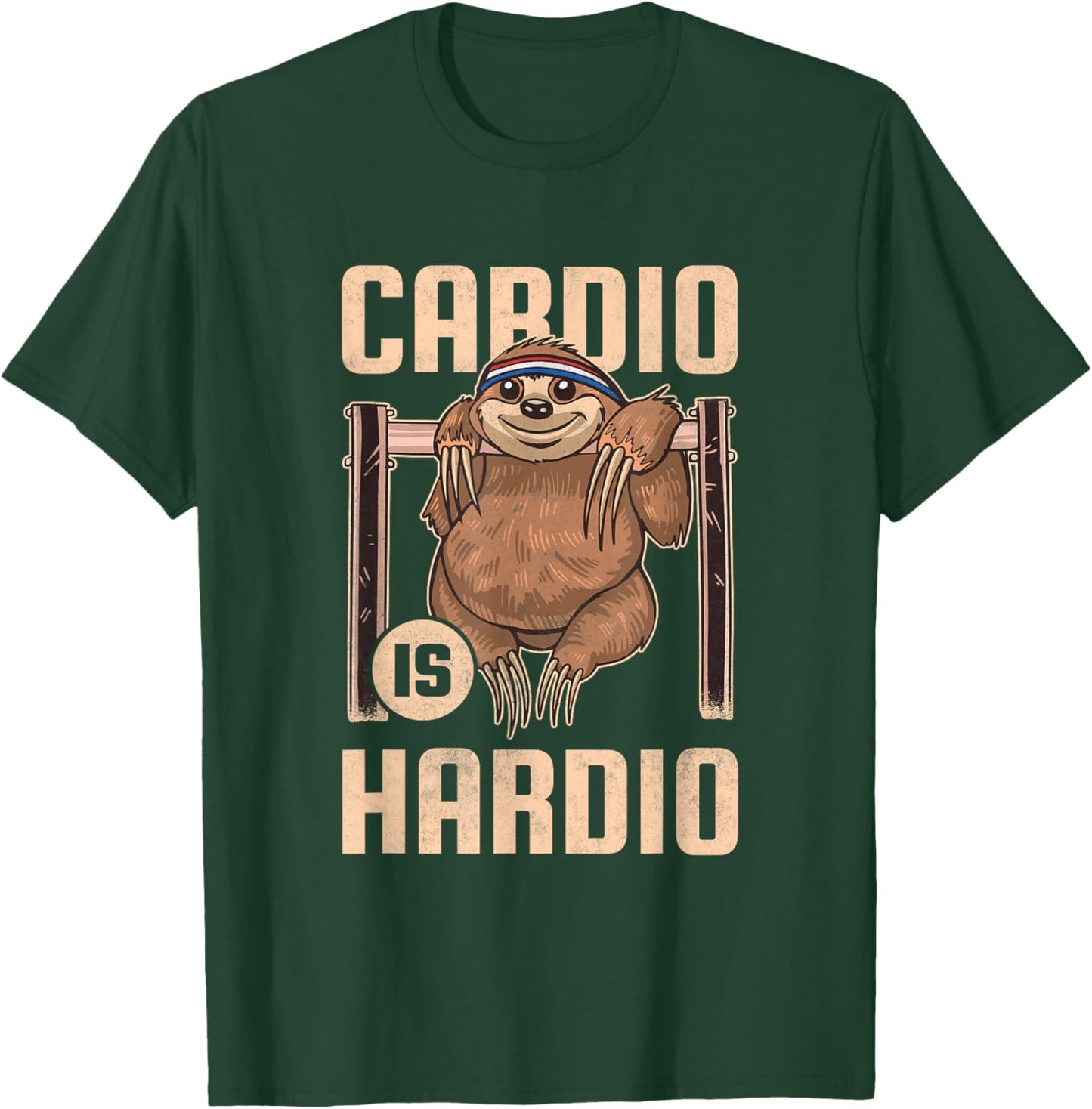 Cardio is Hardio, Sloth Fitness T-Shirt - T-Shirt | Forest