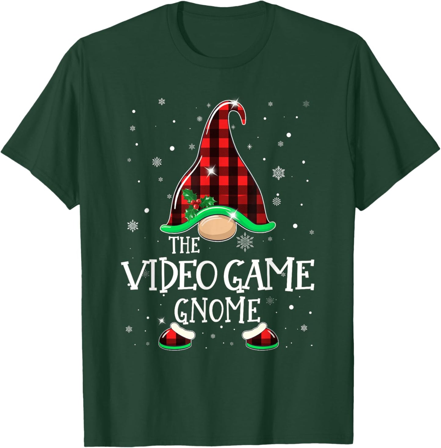 VIDEO GAME Gnome Buffalo Plaid Matching Christmas Pajama T-Shirt - T-Shirt | Forest
