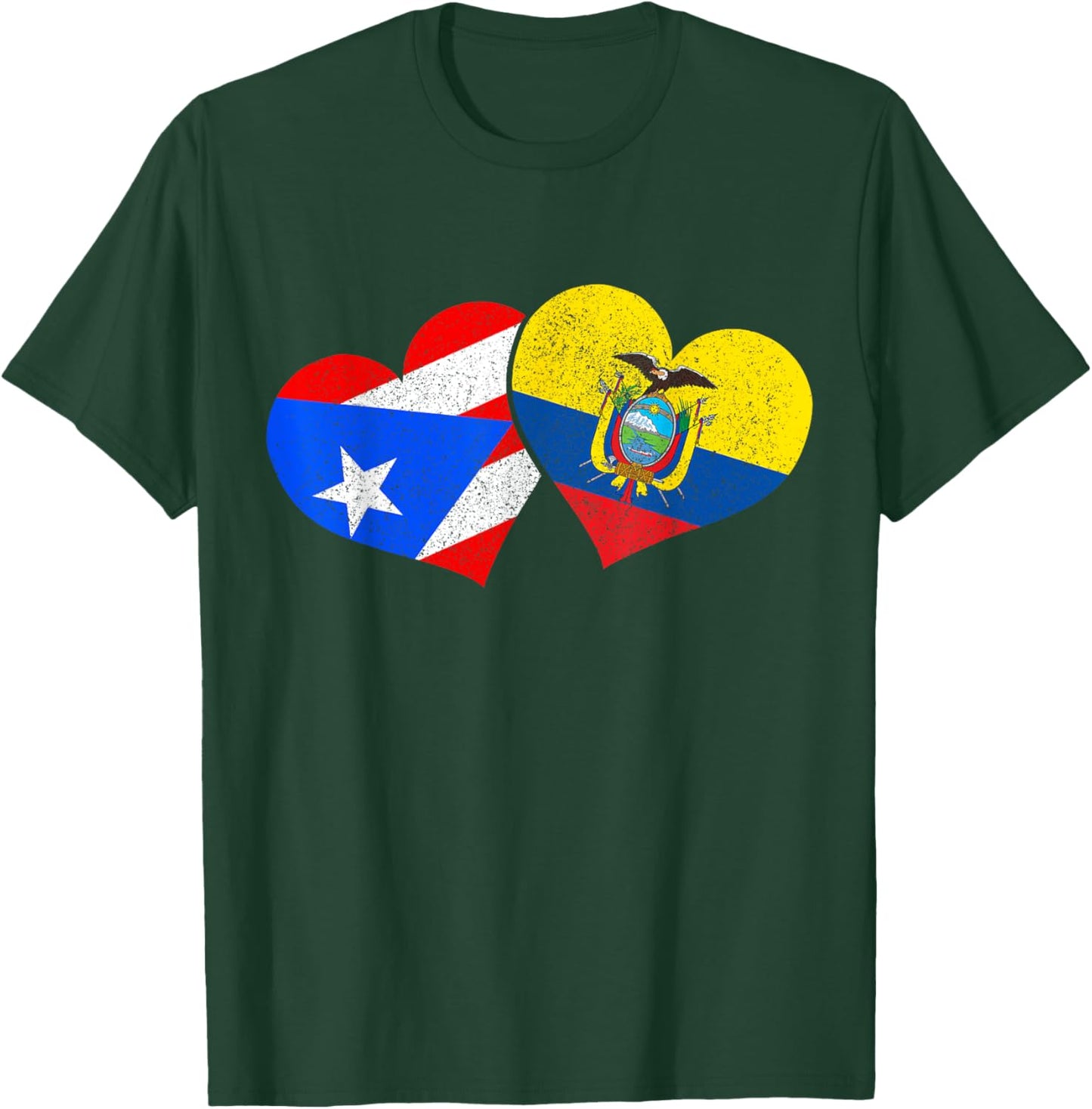 Puerto Rico & Ecuador Pride Heritage Puerto Rican Flag T-Shirt - T-Shirt | Forest