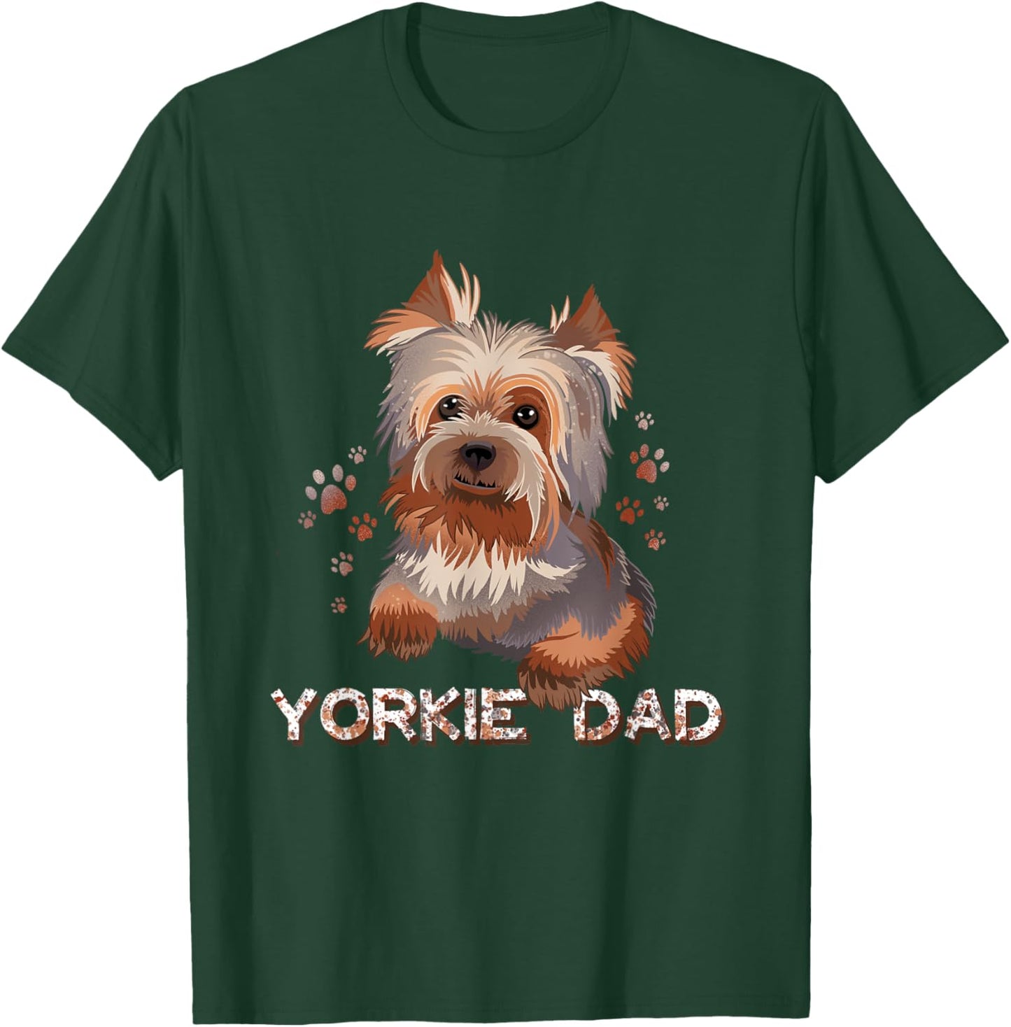 Cute Yorkie Dad Illustration Yorkshire Terrier Lover T-Shirt - T-Shirt | Forest