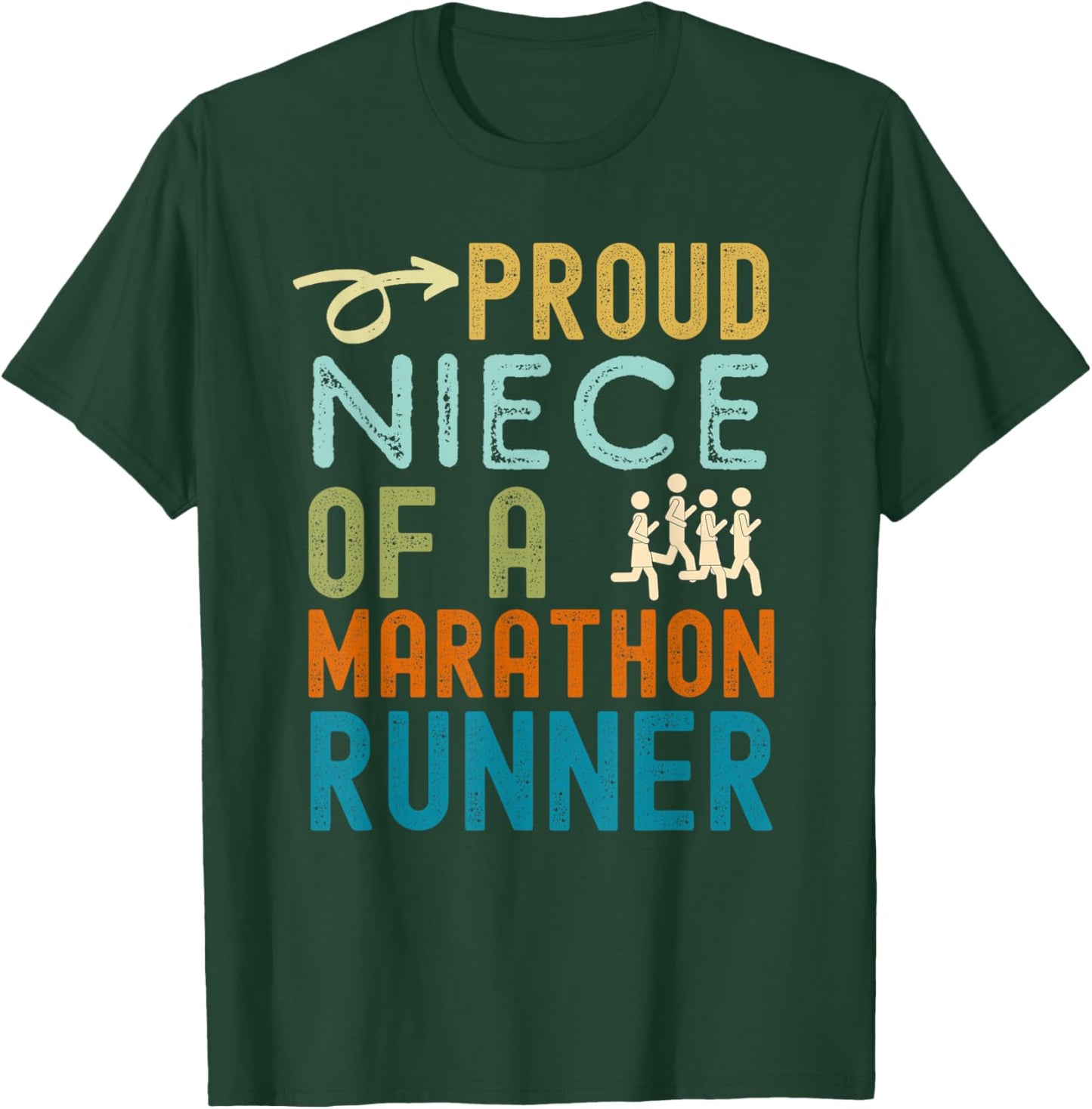 Proud niece of a marathon runner retro vintage distressed T-Shirt - T-Shirt | Forest