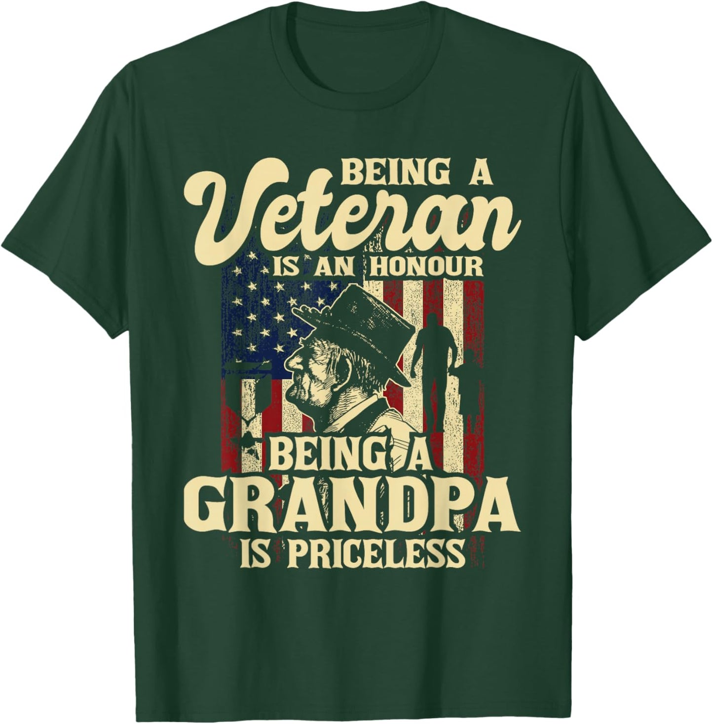 Being A Veteran Is An Honour - Patriotic US Veteran Grandpa Men T-Shirt - T-Shirt | Forest