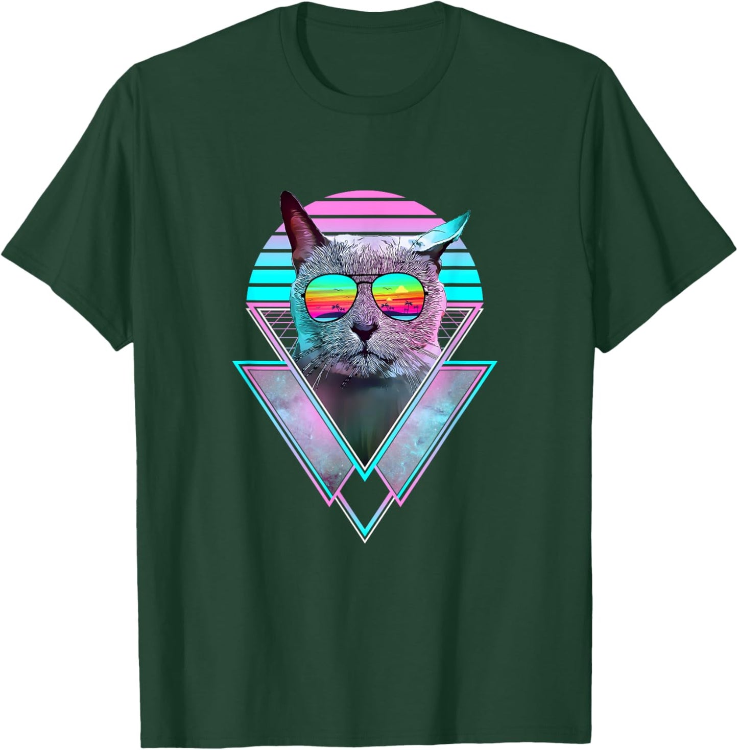 Russian Blue Cat Vintage Retro Vaporwave Beach Vibe Summer T-Shirt - T-Shirt | Forest