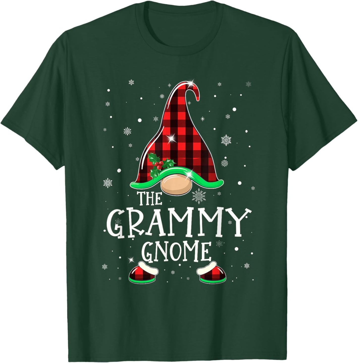 Funny GRAMMY Gnome Buffalo Plaid Matching Christmas Pajama T-Shirt - T-Shirt | Forest