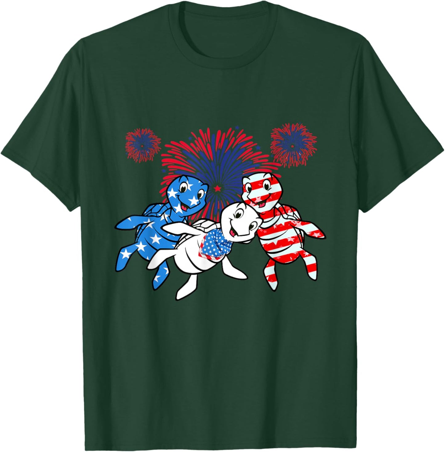 Sea Turtles 4th of July American USA Flag Patriotic T-Shirt - T-Shirt | Forest