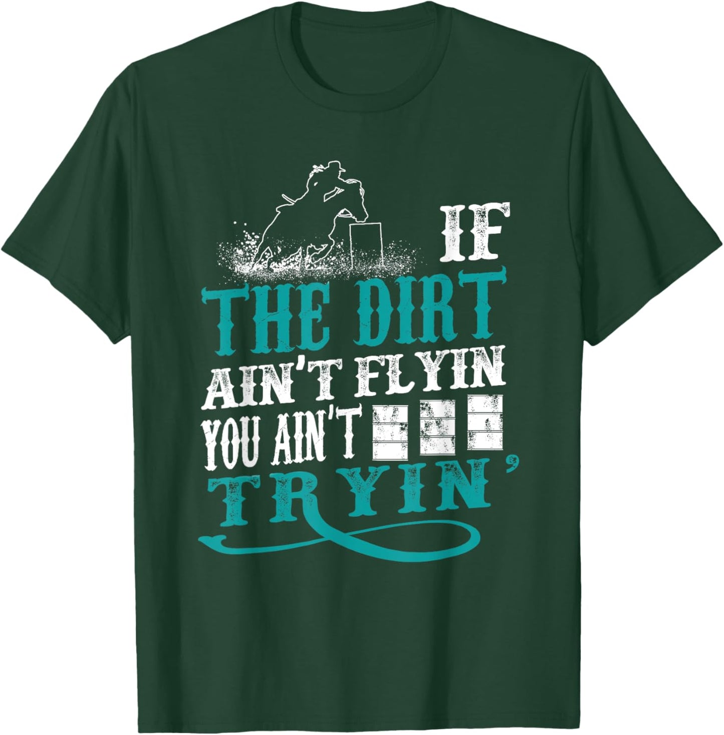 Funny Barrel Racer Outfit For Girls & Women Turquoise Equestrian Archery Small Classic Fit Lace Embellished T-Shirt - T-Shirt | Forest