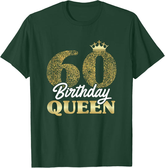 60th Birthday Girl Women Cute Birthday Queen Crown T-Shirt - T-Shirt | Forest