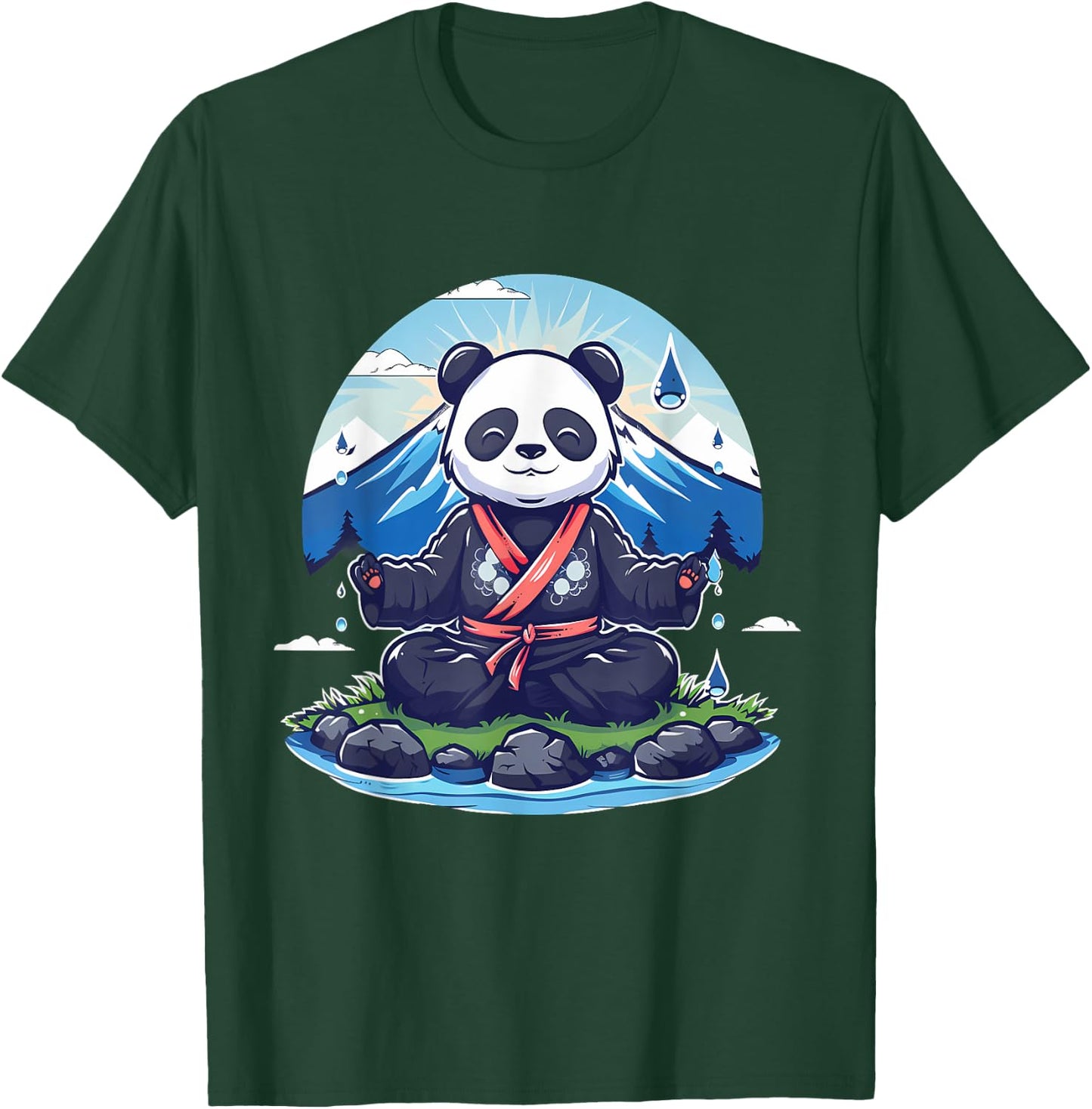 Meditation Panda Bear Drawing Spiritual Yoga Zen Buddha T-Shirt - T-Shirt | Forest
