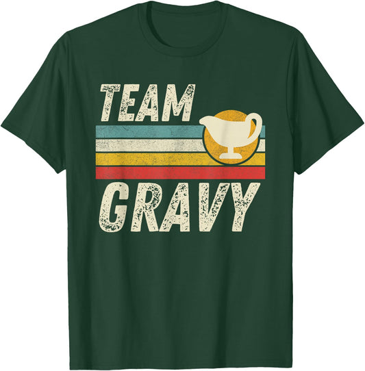 Retro Gravy Lovers Team Team Gravy Funny Thanksgiving Dinner T-Shirt - T-Shirt | Forest