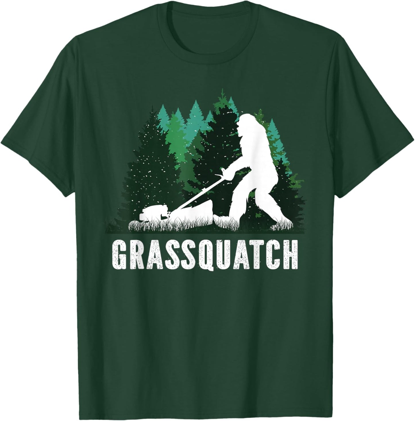 Lawn Mower Mowing Dad Landscaper Bigfoot Yeti Sasquatch T-Shirt - T-Shirt | Forest