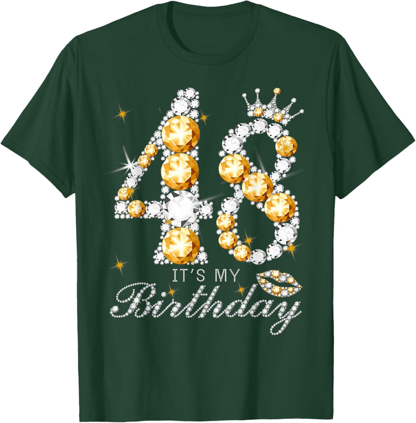 It's My 48th Birthday Queen 48 Years Old Shoes Crown Diamond T-Shirt - T-Shirt | Forest