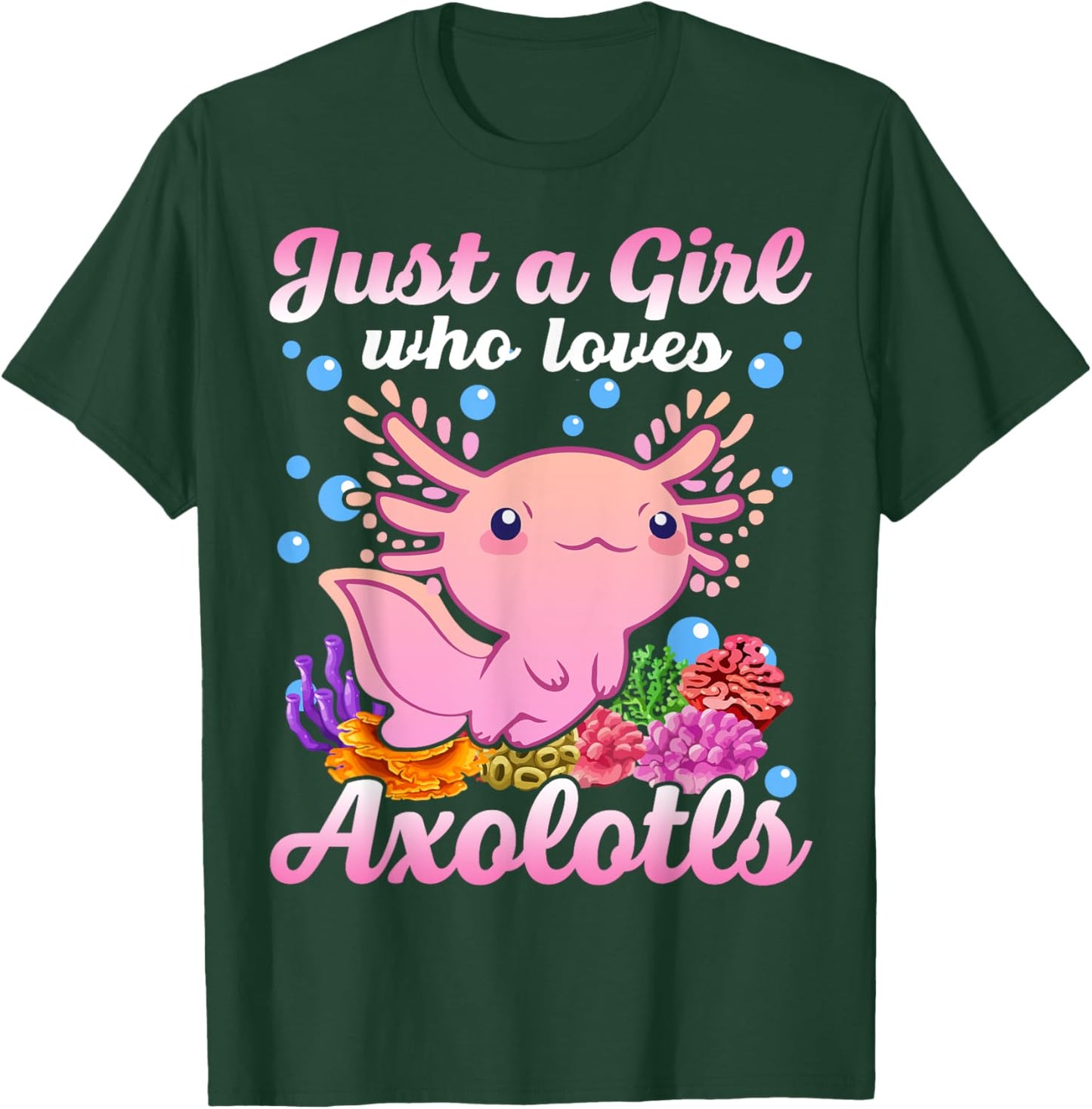 Just A Girl Who Loves Axolotls Kids Youth Pink Salamander T-Shirt - T-Shirt | Forest
