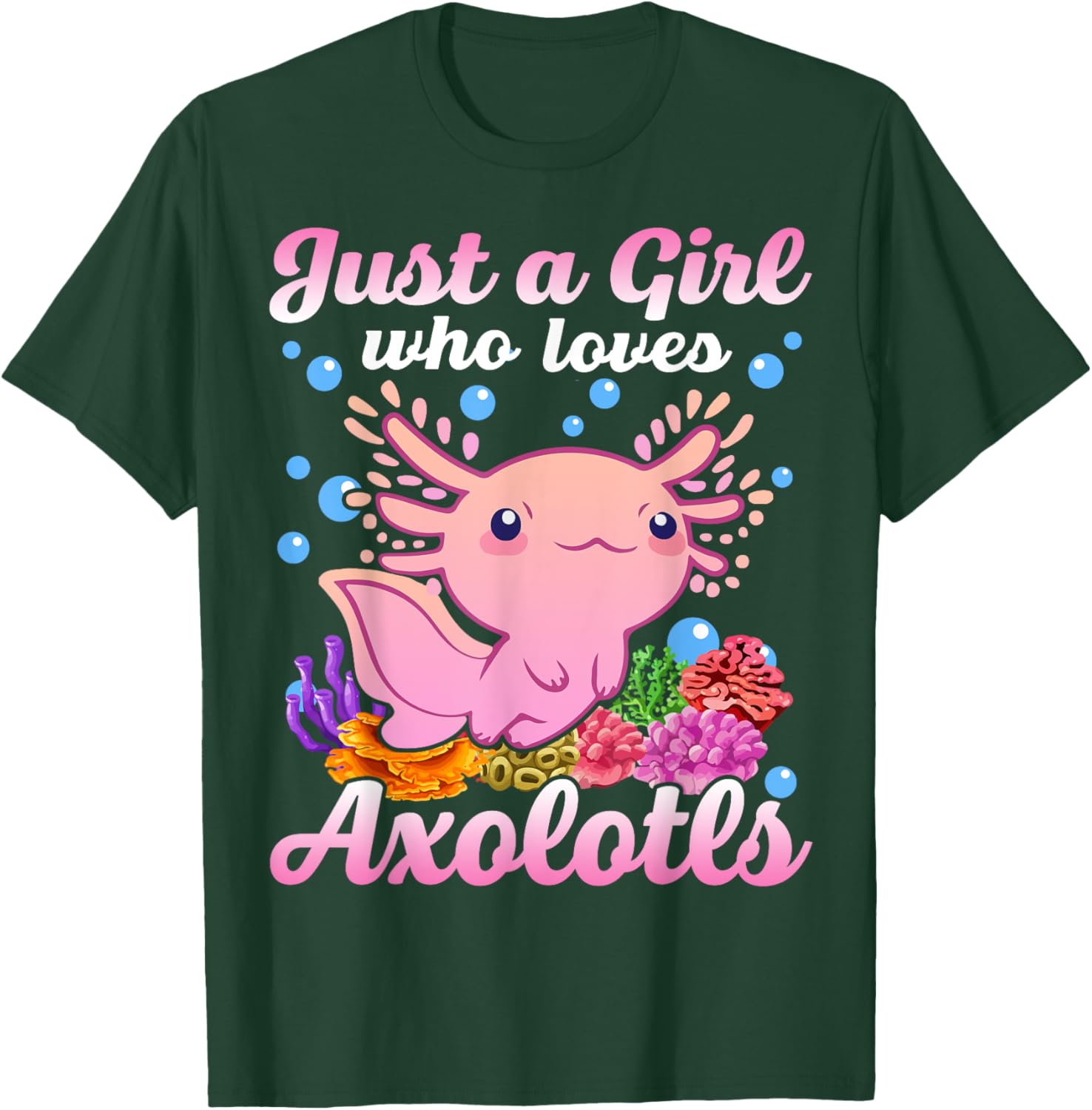Just A Girl Who Loves Axolotls Kids Youth Pink Salamander T-Shirt - T-Shirt | Forest