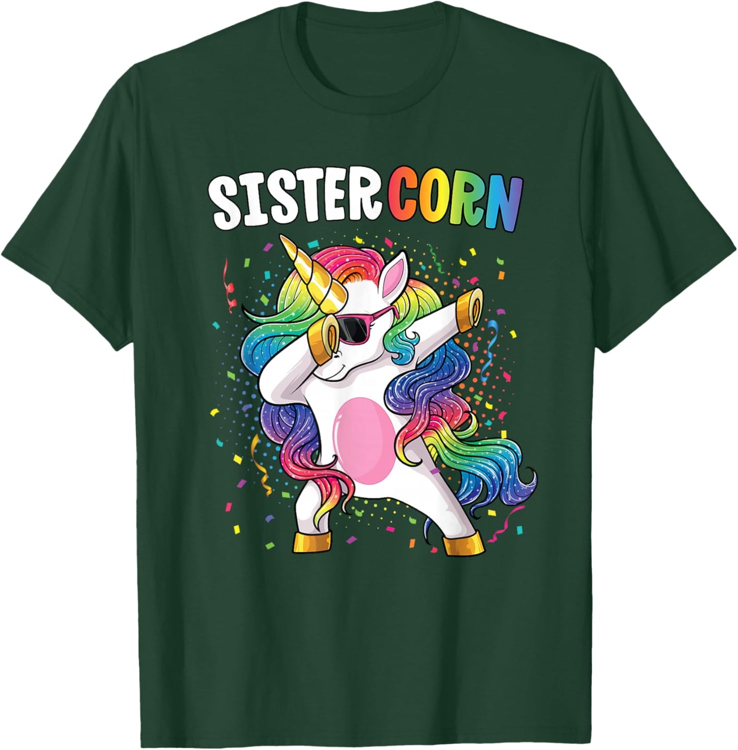 Sistercorn Girls' Shirt Unicorn Birthday Dabbing Sister T-Shirt - T-Shirt | Forest