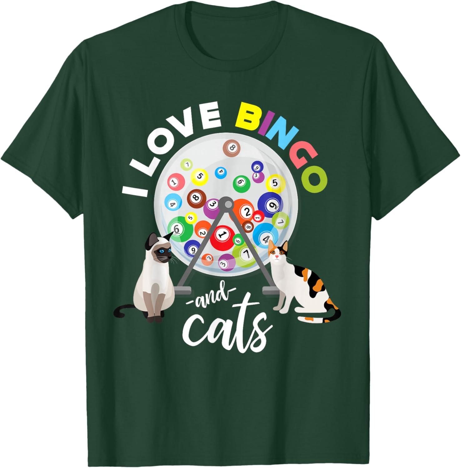 I Love Bingo And Cats Cute Animal Pet Bingo Winner Bingo T-Shirt - T-Shirt | Forest