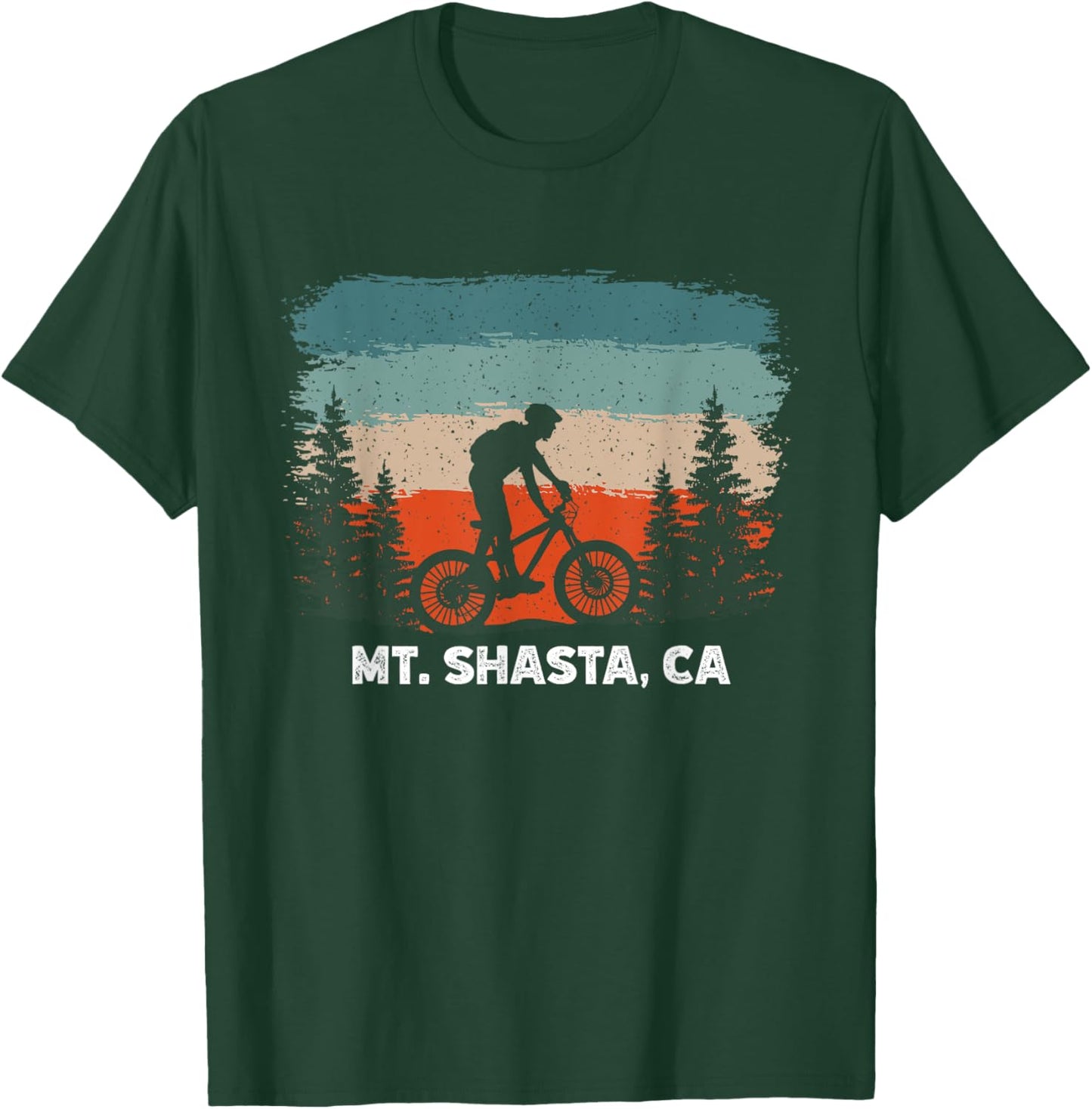Mountain Bike Retro Sunset Vintage Mt. Shasta, CA T-Shirt - T-Shirt | Forest