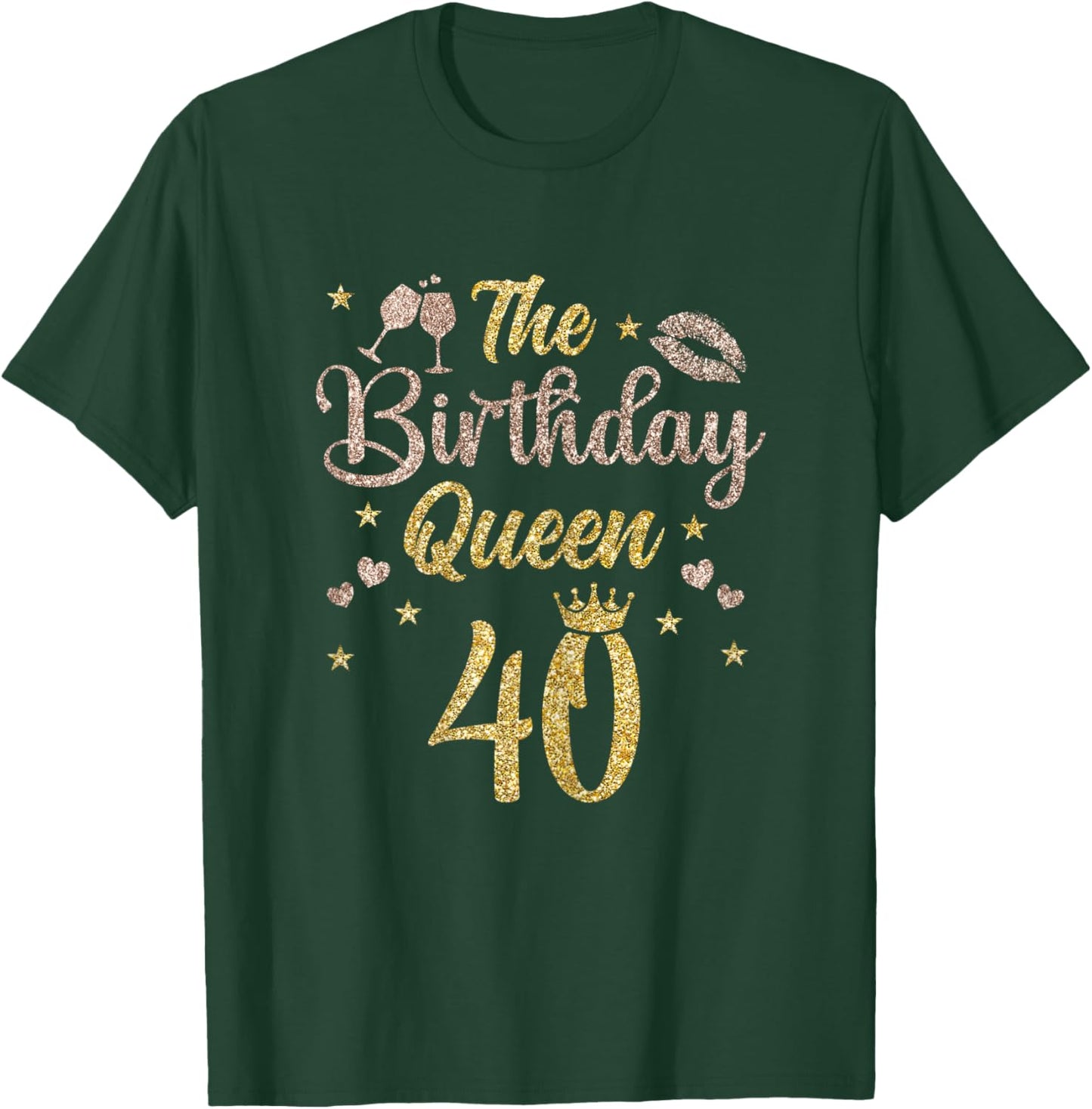 40 Years Bday Queen 40th Birthday Queen Forty T-Shirt - T-Shirt | Forest