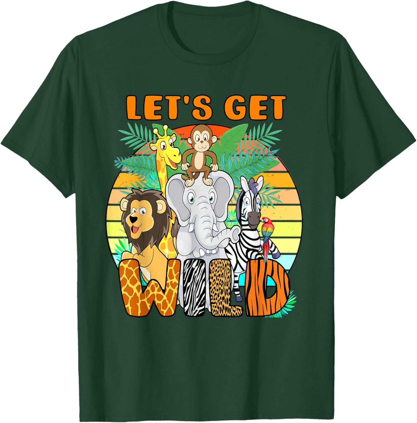 Let's Get Wild Zoo Animals Safari Party A Day At The Zoo T-Shirt - T-Shirt | Forest