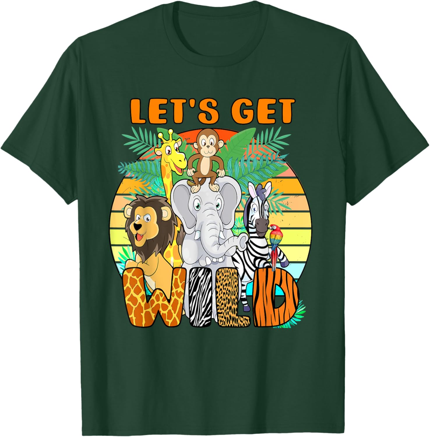 Let's Get Wild Zoo Animals Safari Party A Day At The Zoo T-Shirt - T-Shirt | Forest