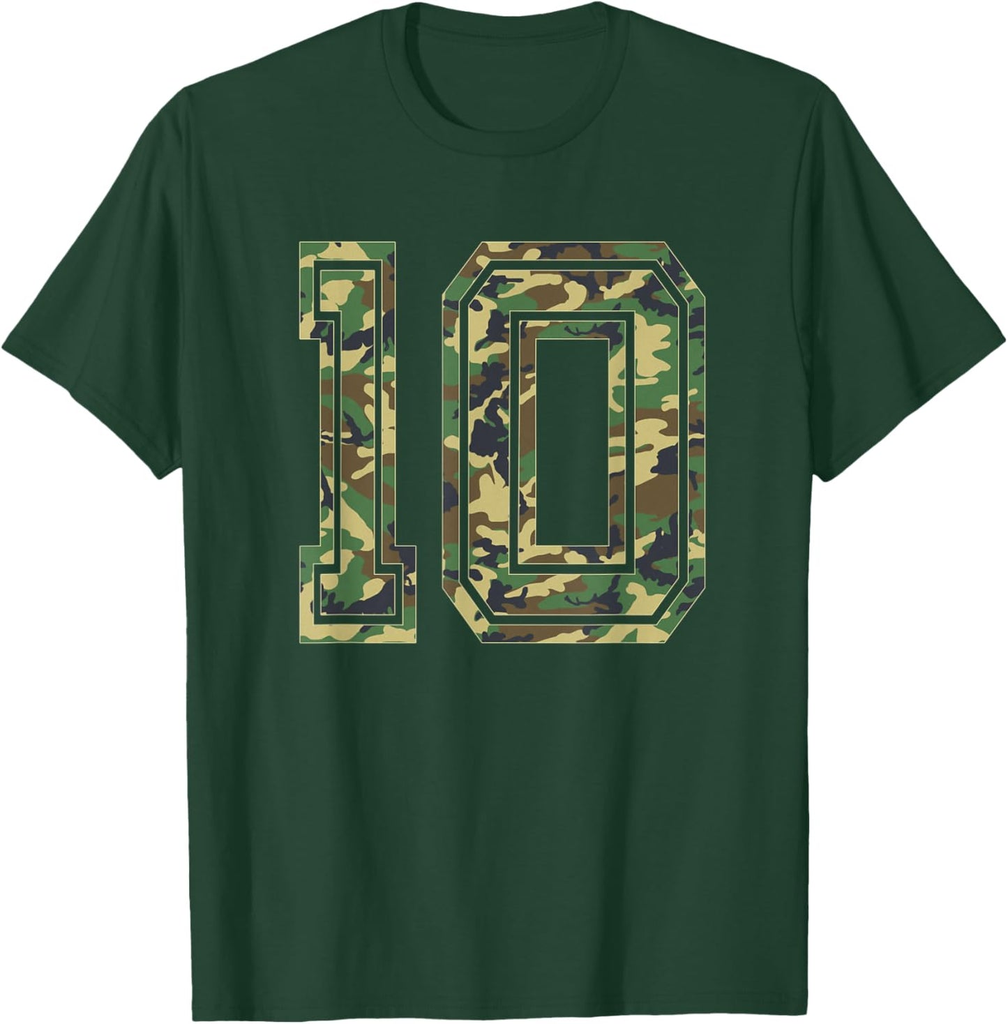 Team Jersey Number 10 Camo Camouflage T-Shirt - T-Shirt | Forest