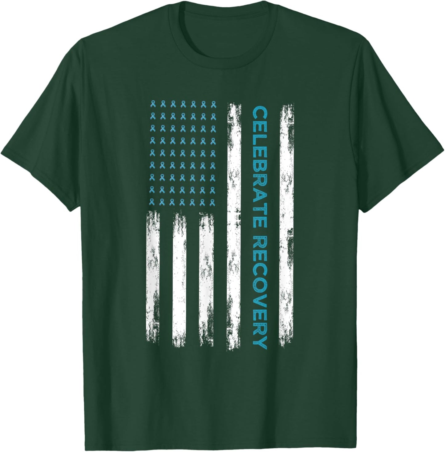 Drug Alcohol Addiction Recovery Celebrate Recovery USA Flag Women Men T-Shirt - T-Shirt | Forest