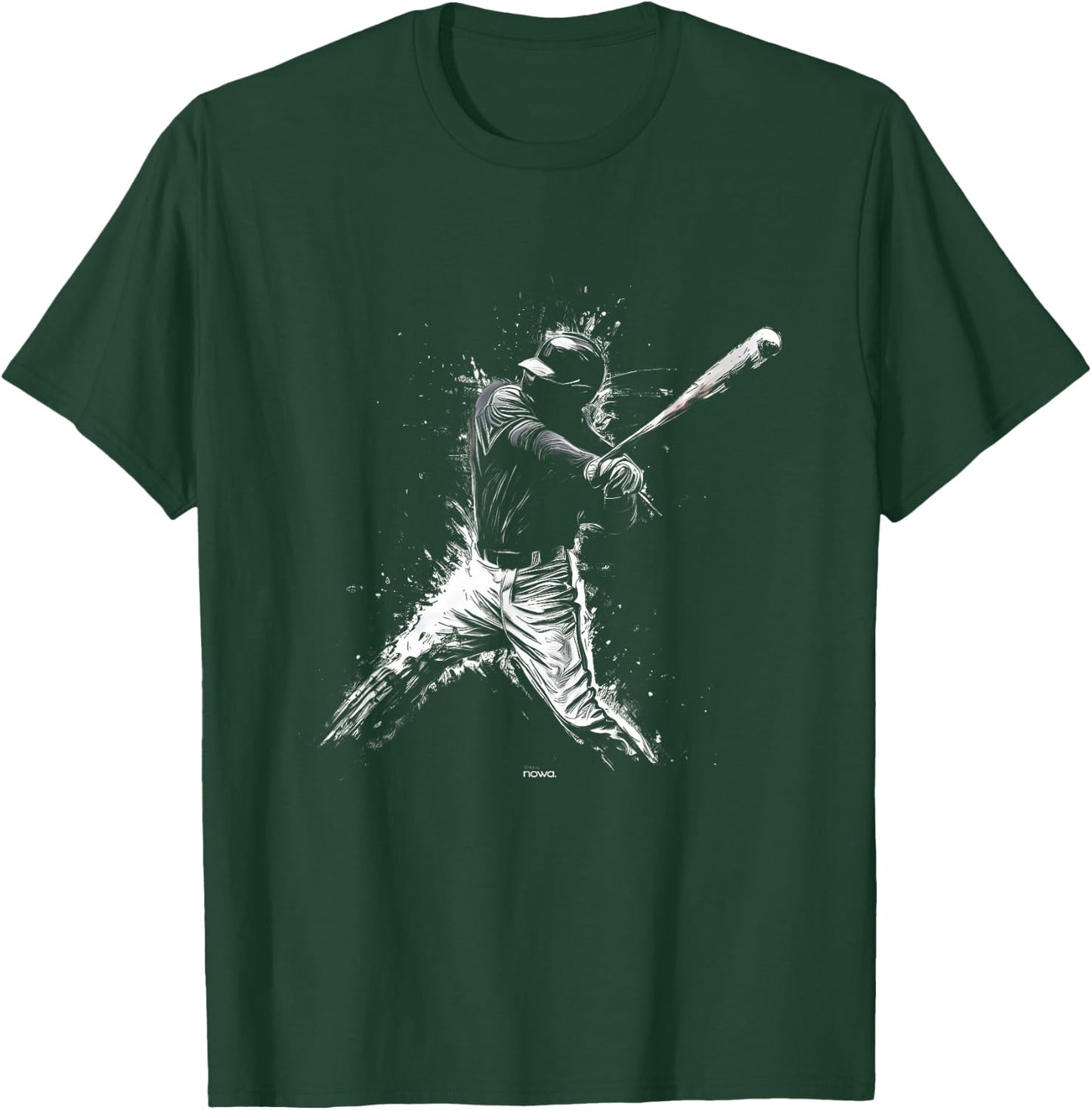 Baseball Left Handed Batter with Cap Hitting for Home Run T-Shirt - T-Shirt | Forest