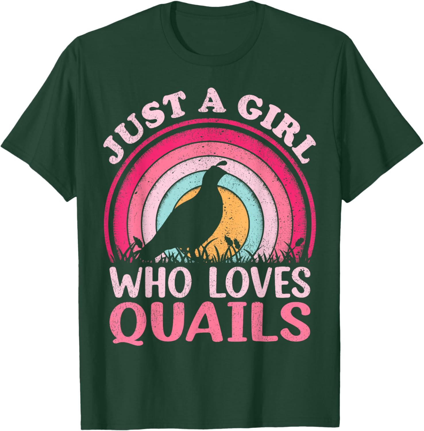 Quail Bird Vintage Retro Just A Girl Who Loves Quails T-Shirt - T-Shirt | Forest