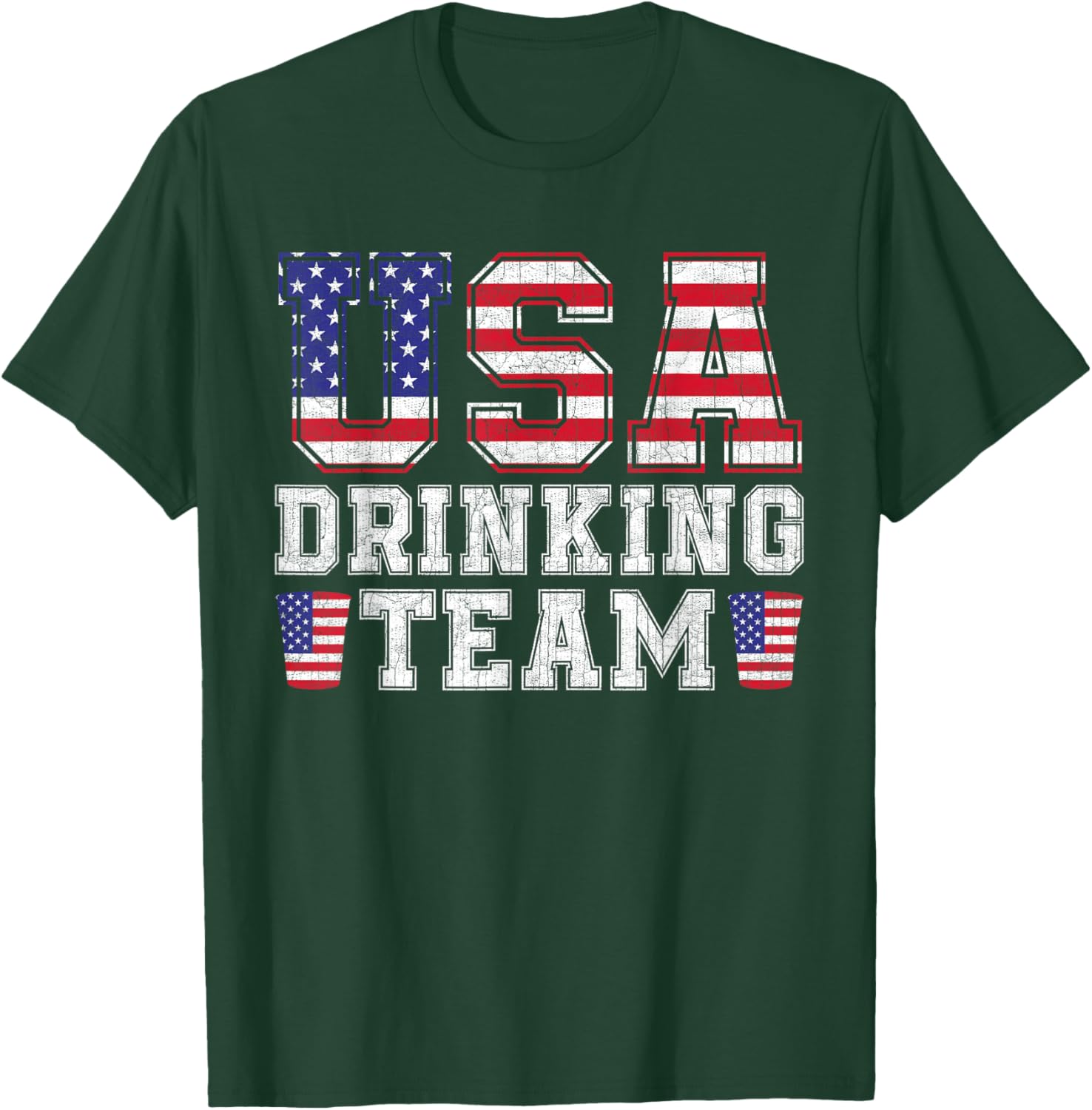 USA Drinking Team Funny Drinking Beer Lover 4th of July T-Shirt - T-Shirt | Forest