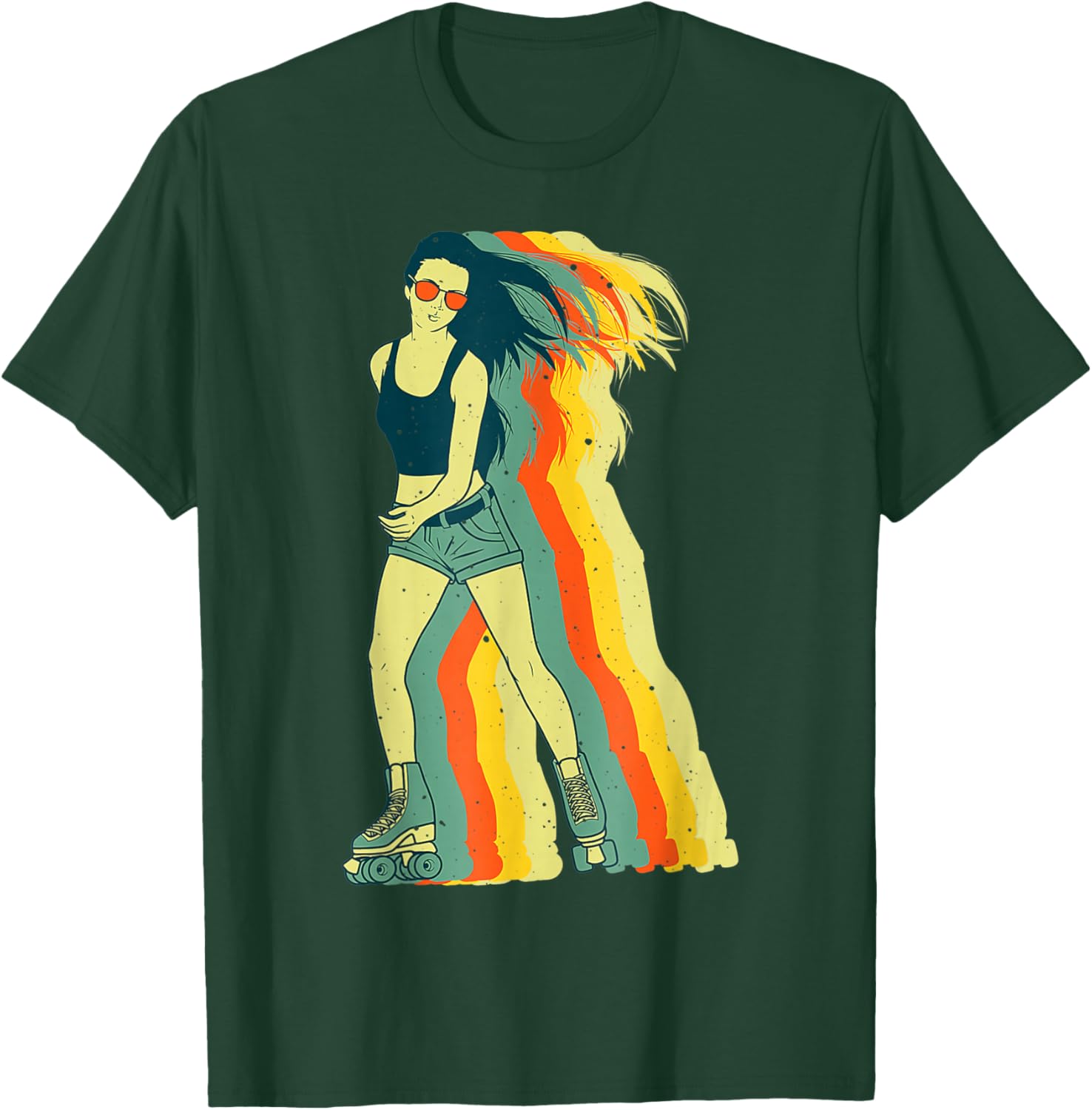 Women Roller Skater Vintage Roller Skating Design For Girls T-Shirt - T-Shirt | Forest