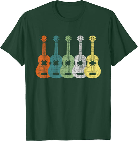 Retro Art Ukulele - Ukulelist Guitarist Music Lover T-Shirt - T-Shirt | Forest