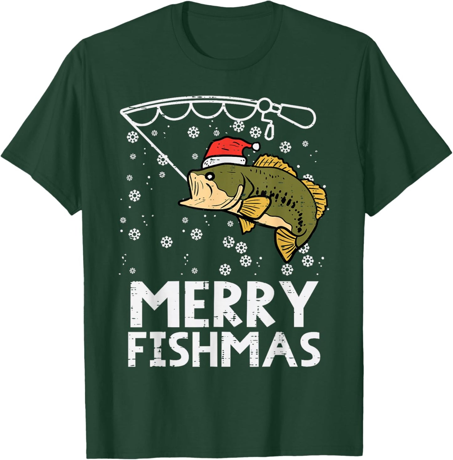 Merry Fishmas Fish Fishing Xmas Christmas Dad Men T-Shirt - T-Shirt | Forest