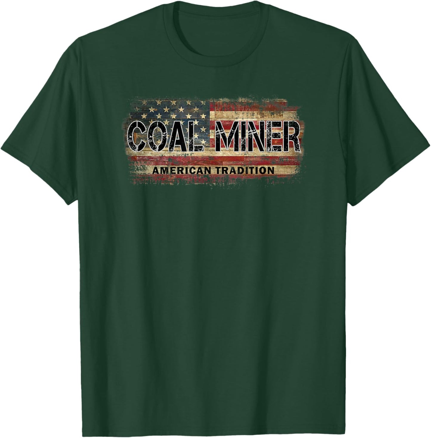 USA Flag Coal Mining Design features a Vintage Flag Women Kids Men T-Shirt - T-Shirt | Forest