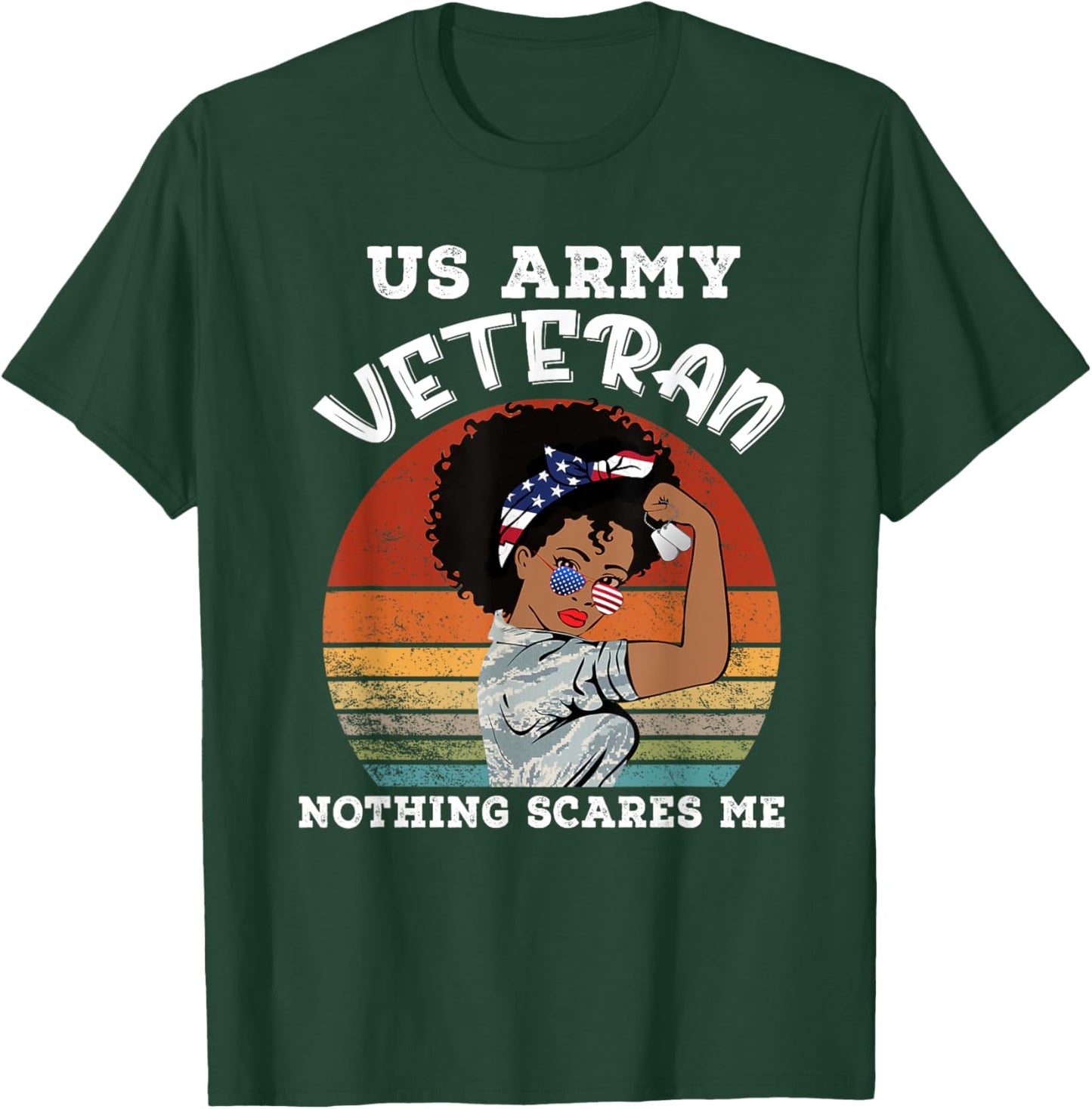 African American Woman Army Veteran Black Woman Army Veteran T-Shirt - T-Shirt | Forest