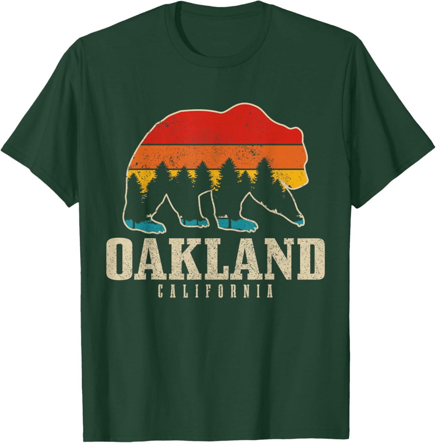 Oakland California Bear Nature Vintage Grizzly T-Shirt - T-Shirt | Forest