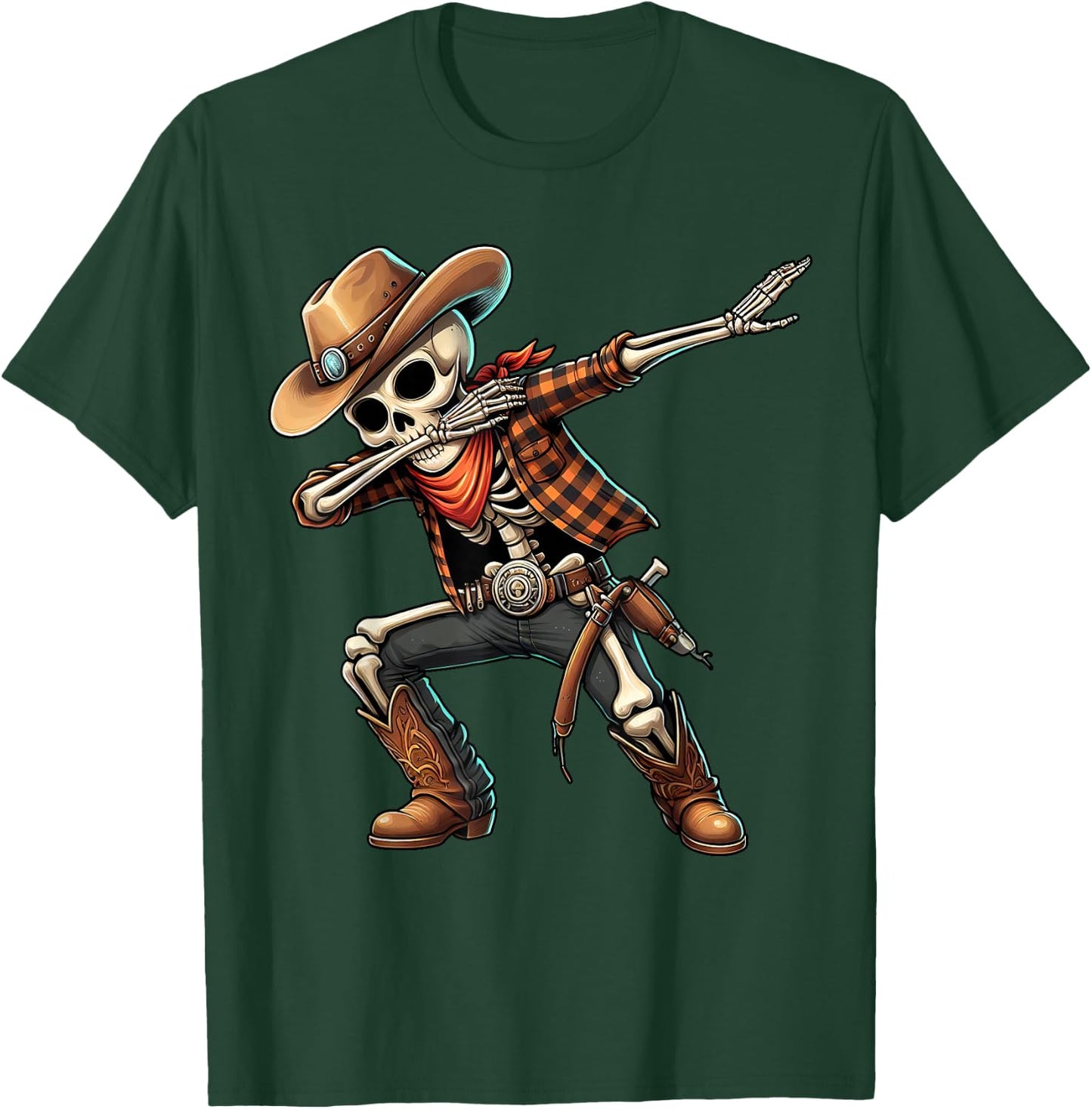 Dabbing Skeleton Cowboy Halloween Costume for Kids Boys Men T-Shirt - T-Shirt | Forest