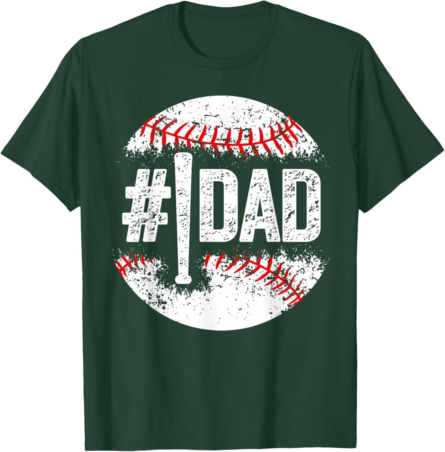 #1 Dad Baseball Number One Daddy Son Baseball Player T-Shirt - T-Shirt | Forest