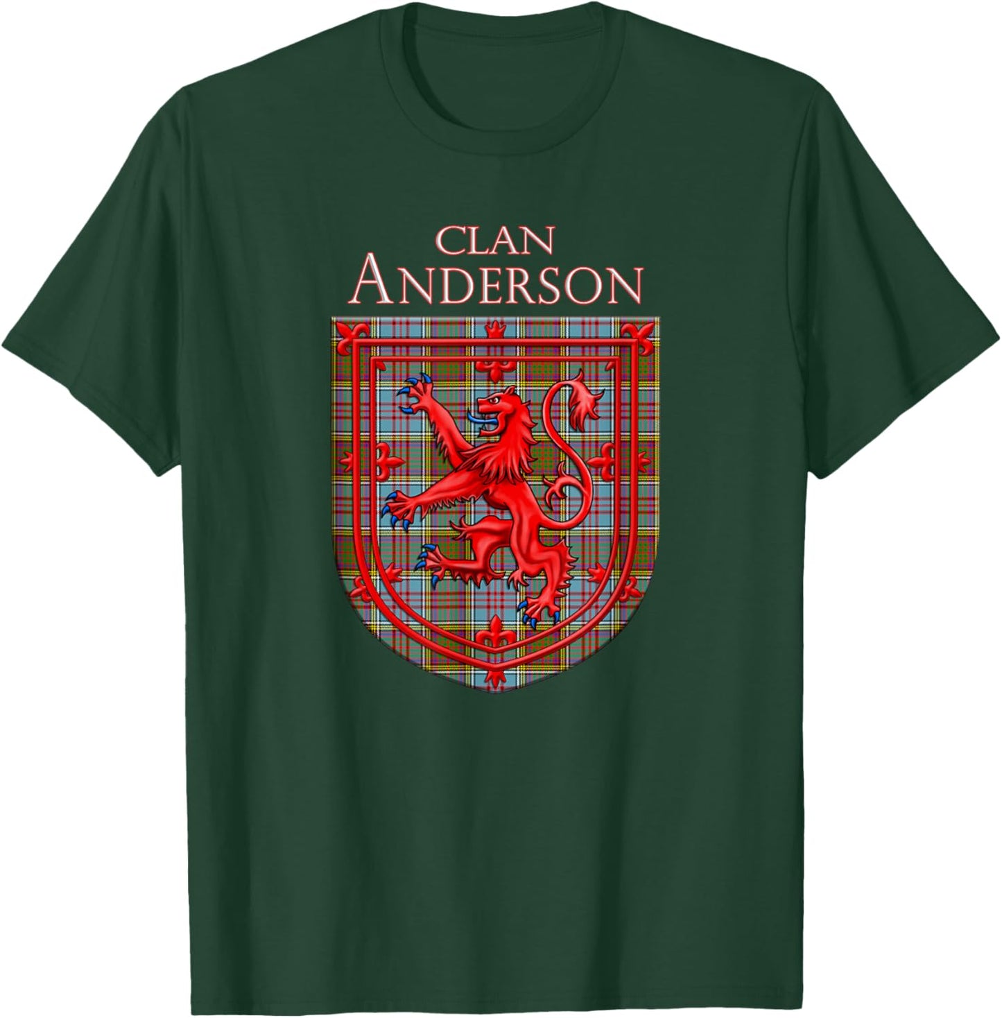 Anderson Tartan Scottish Plaid Lion Rampant T-Shirt - T-Shirt | Forest