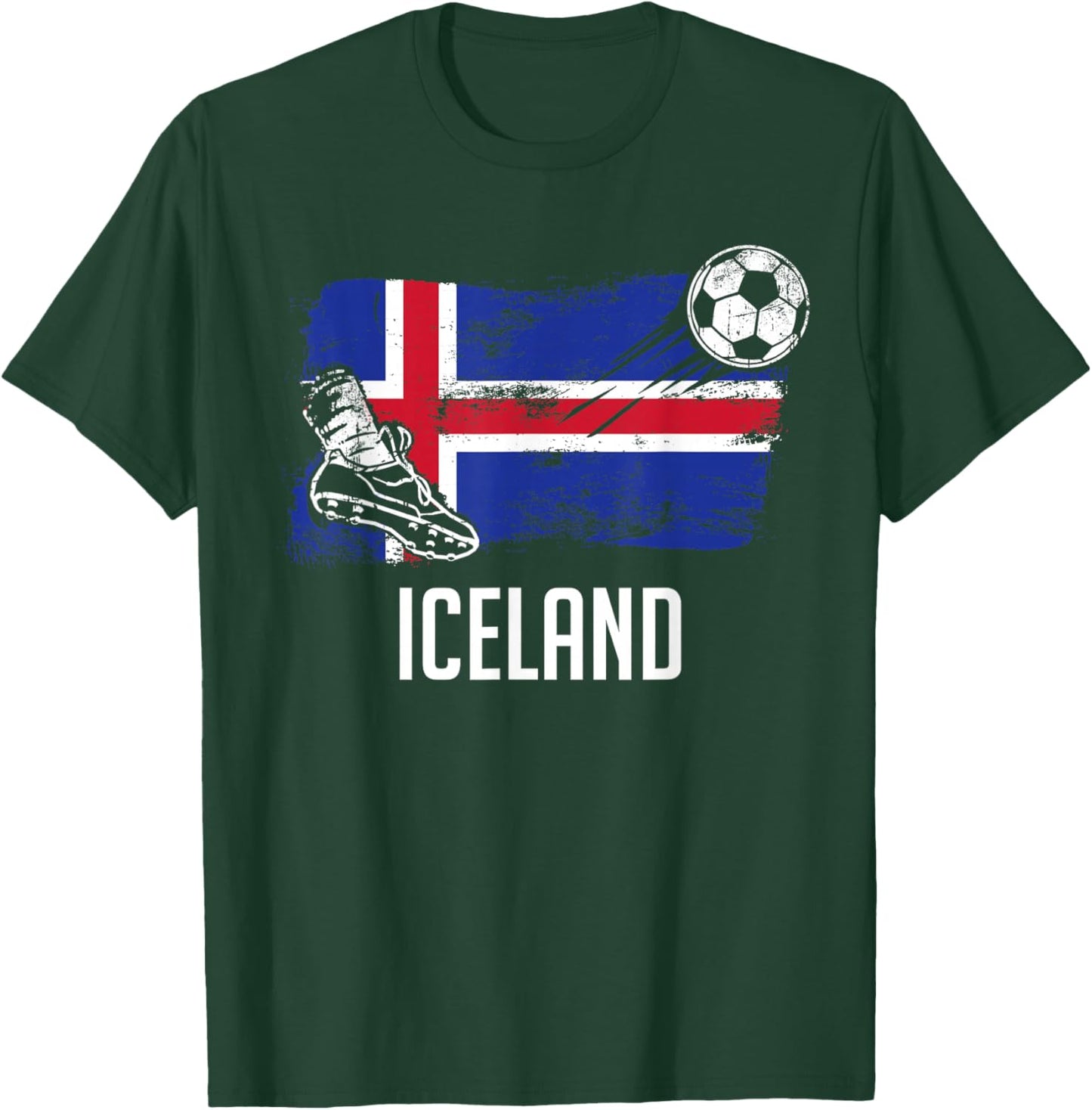 Iceland Flag Jersey Icelandic Soccer Team Icelandic T-Shirt - T-Shirt | Forest
