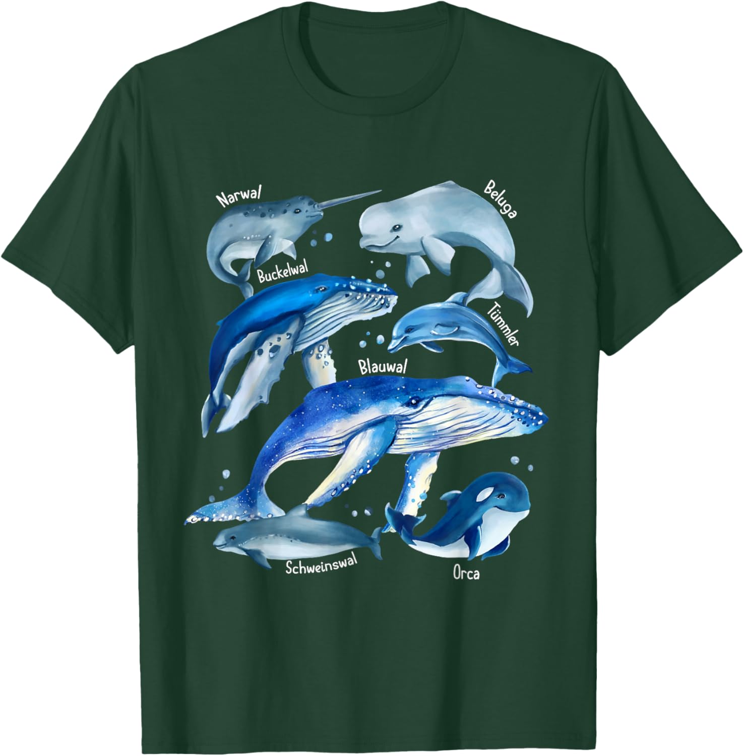 Types Of Whales - Whale Breeds - Whale Species Biology Guide T-Shirt - T-Shirt | Forest