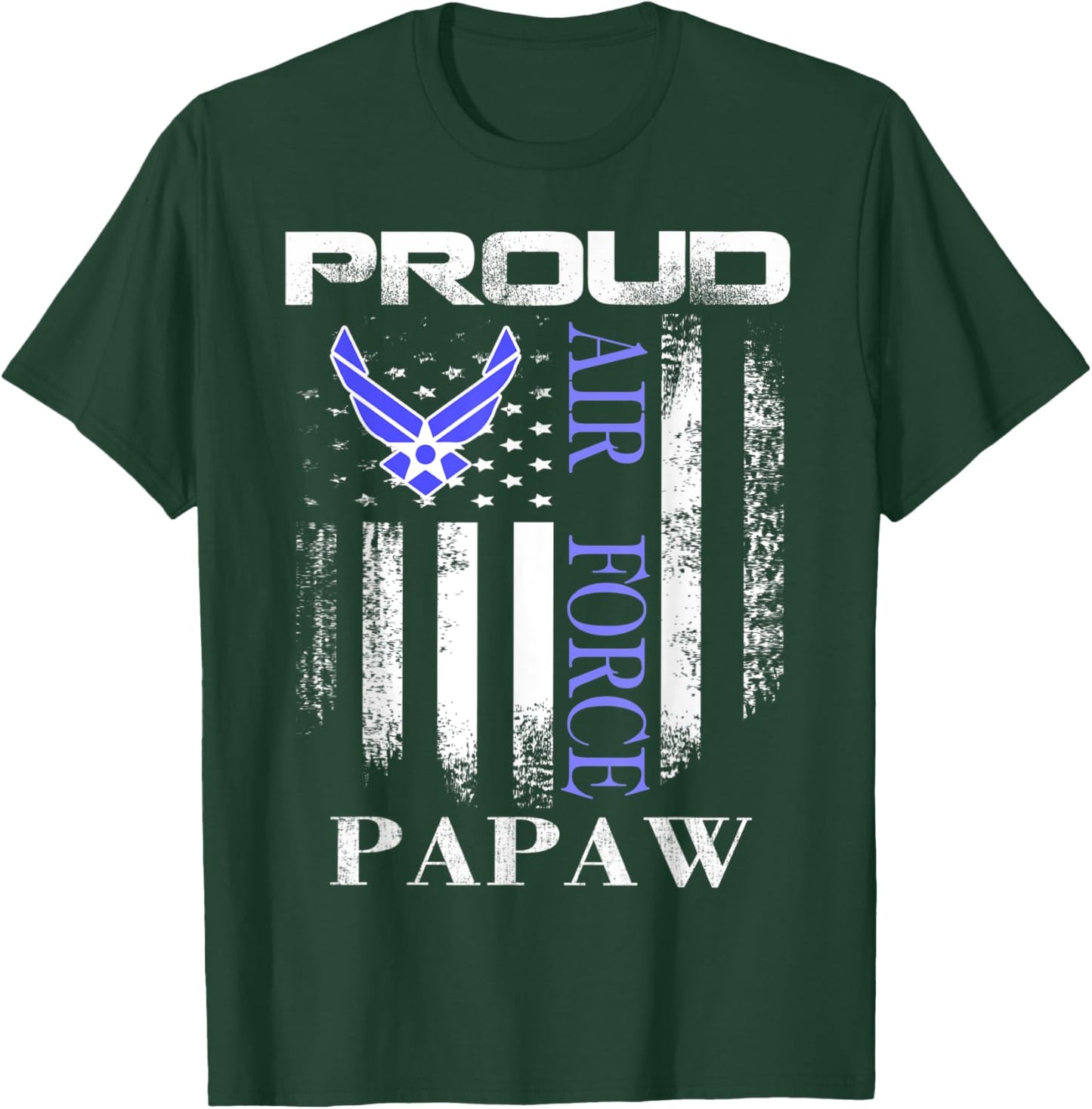 Vintage Proud Air Force Papaw With American Flag Gift T-Shirt - T-Shirt | Forest