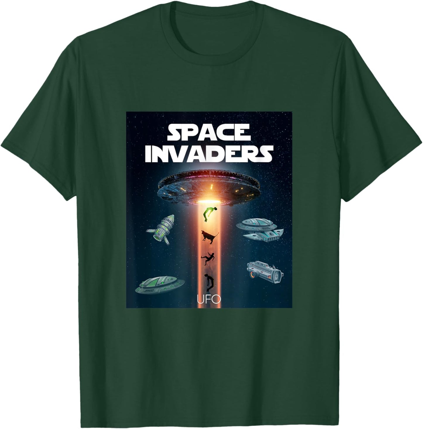 Space Invaders With UFO Aliens Spacecrafts Graphic Designs T-Shirt - T-Shirt | Forest